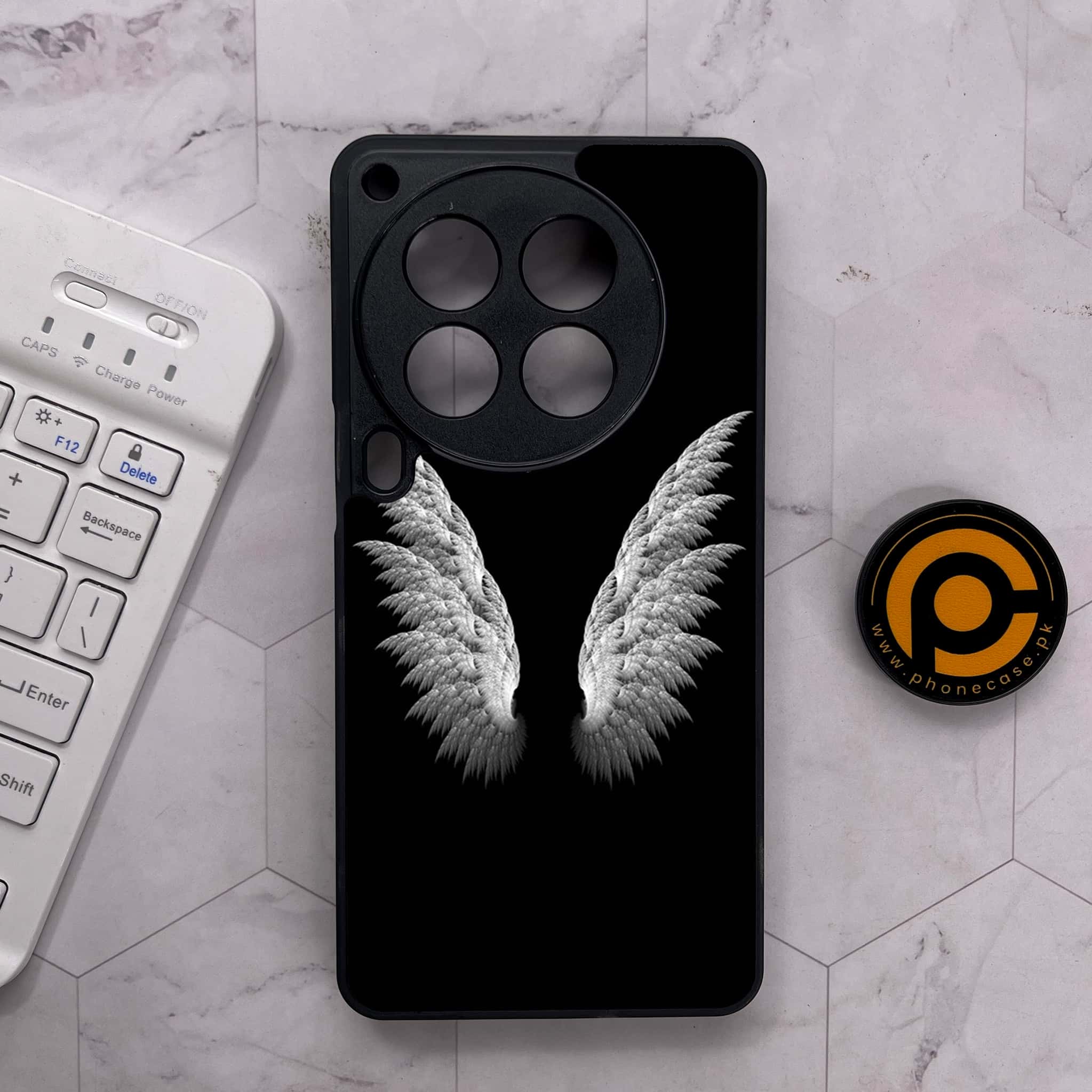 Tecno Camon 30 Premier - Angel Wings Series - Premium Metal Printed soft Bumper shock Proof Case