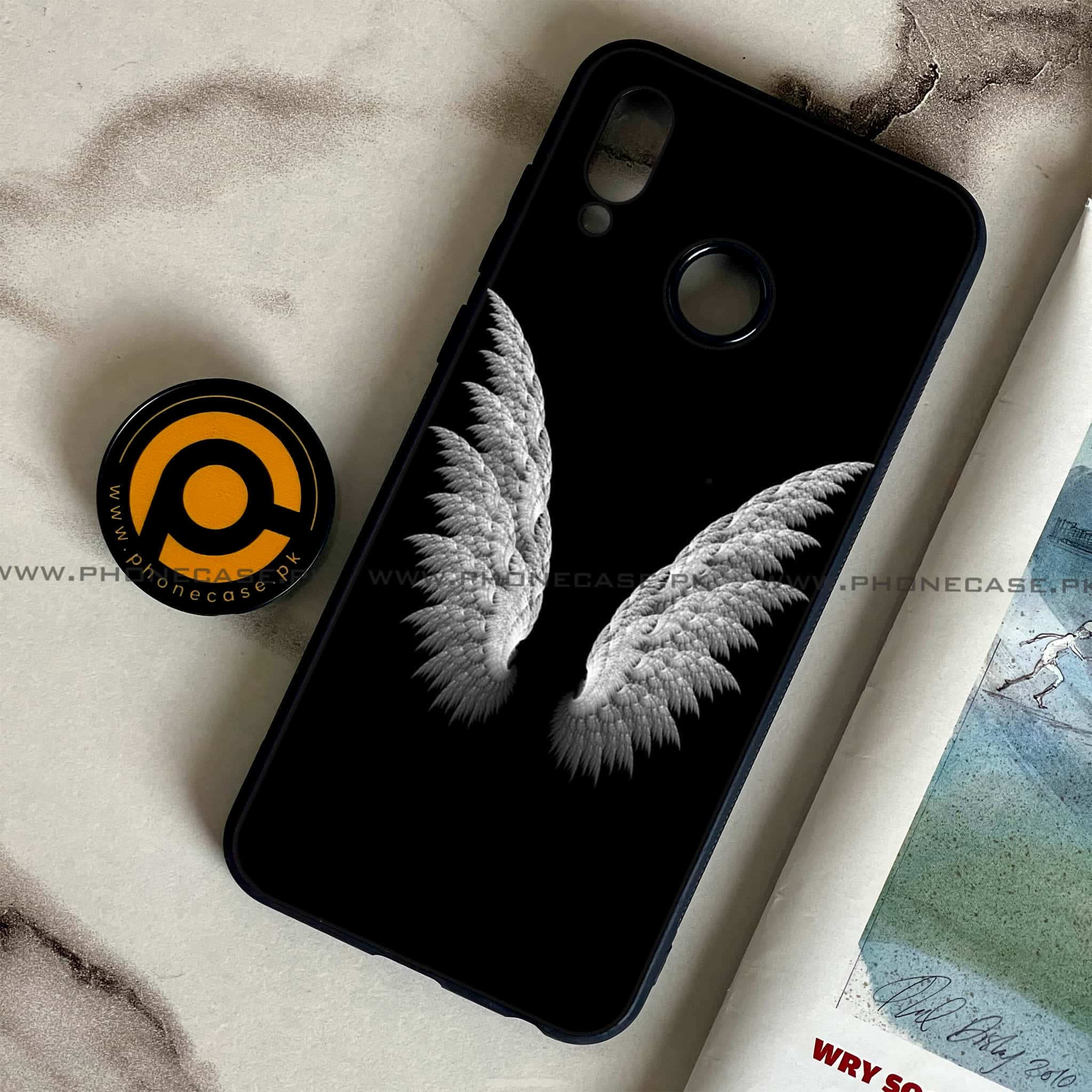 Huawei Honor Play - Angel Wings Series - Premium Printed Glass soft Bumper shock Proof Case