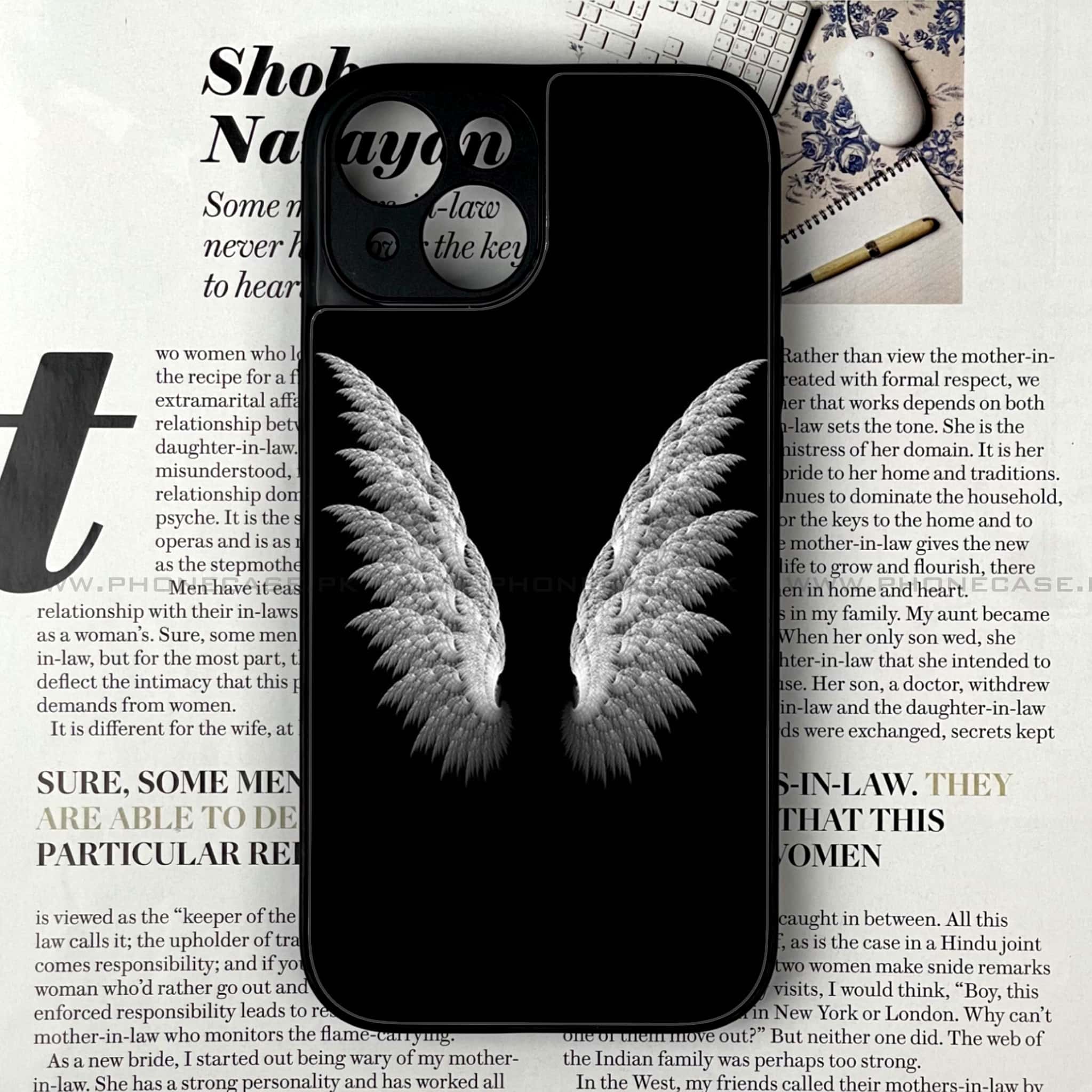 iPhone 13 - Angel Wings Series - Premium Printed Glass soft Bumper shock Proof Case