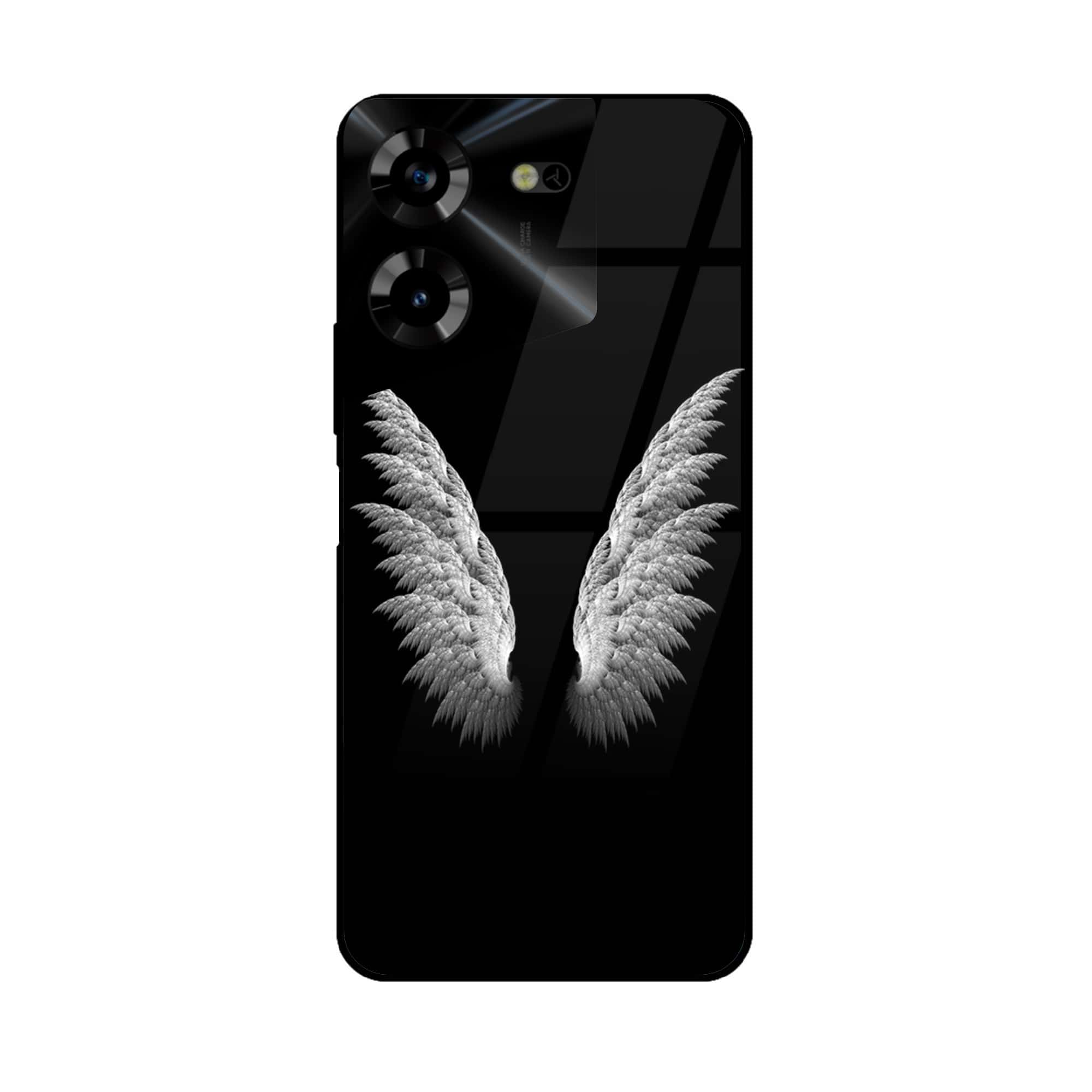 Tecno Pova 5 Pro - Angel Wings Series - Premium Printed Glass soft Bumper shock Proof Case