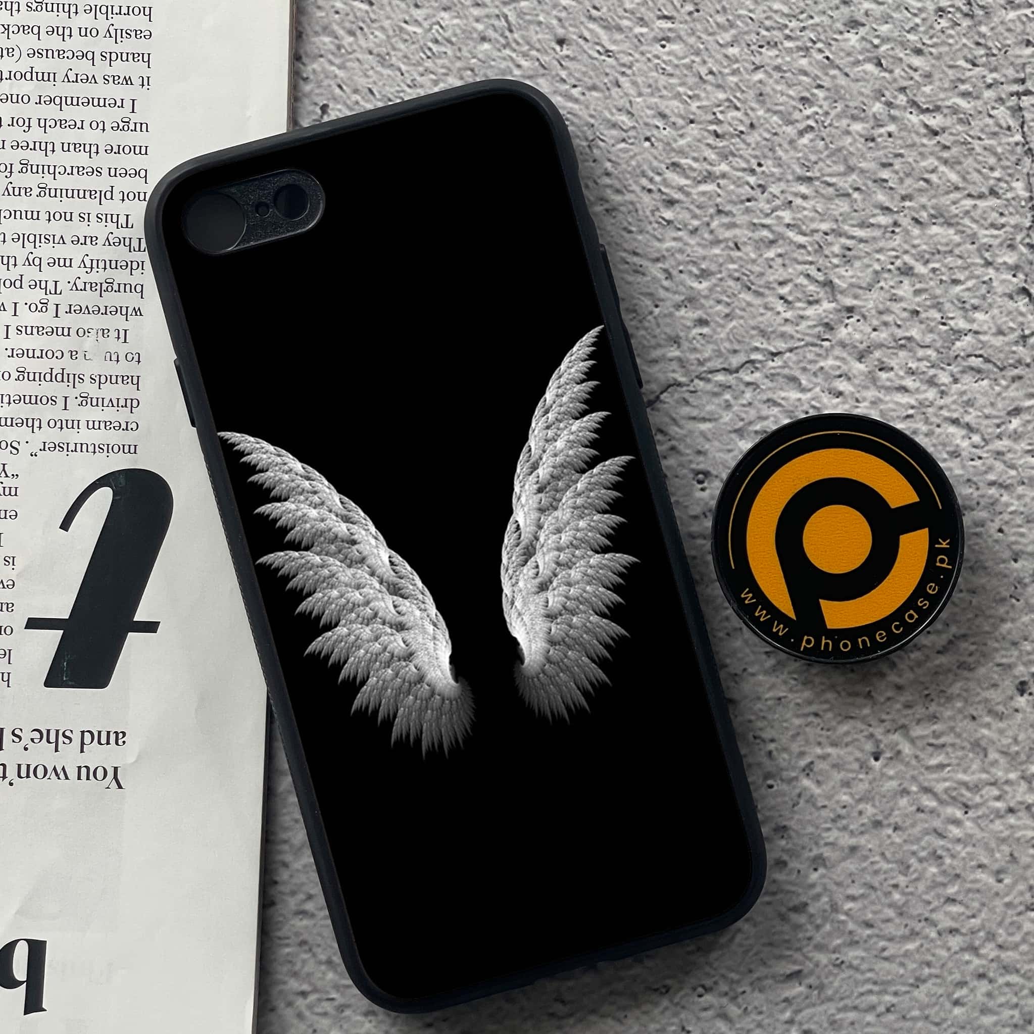 iPhone 7 / 8 - Angel wings Series - Premium Printed Glass soft Bumper shock Proof Case