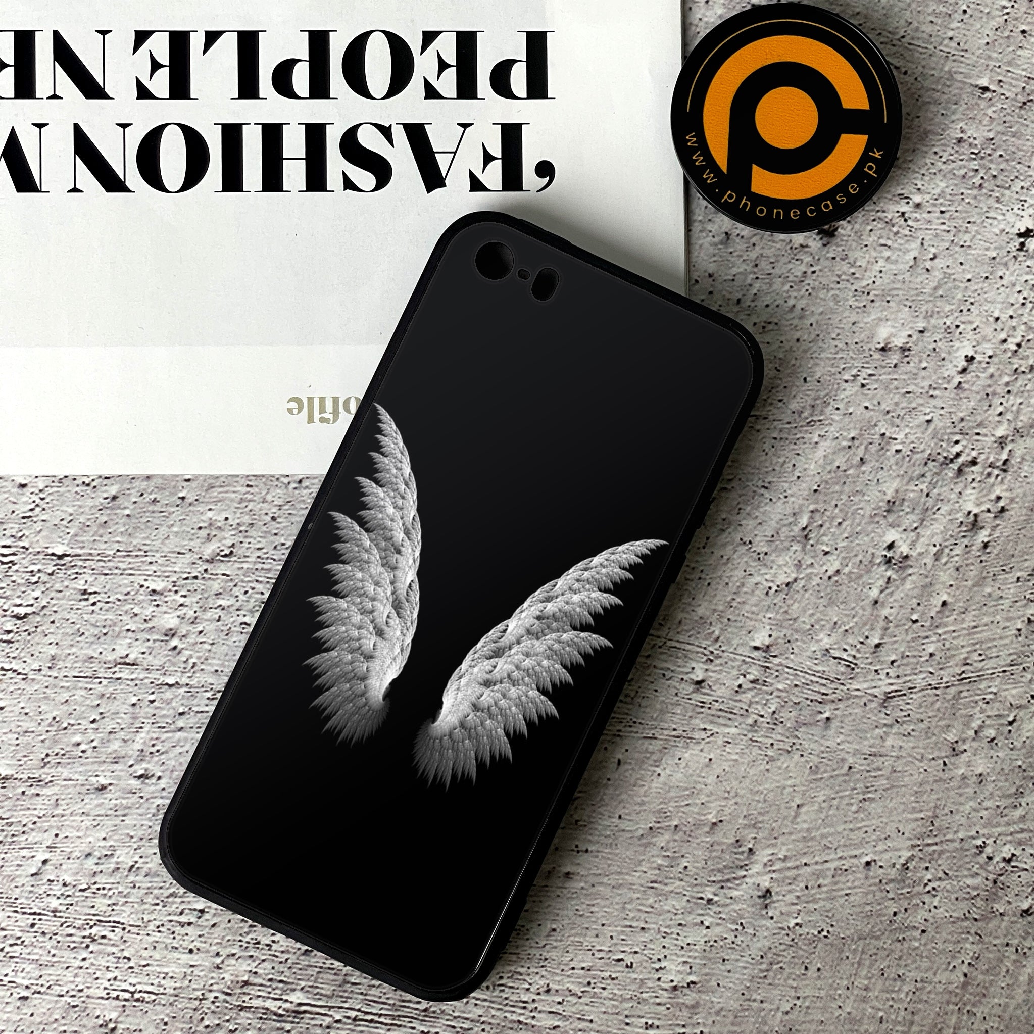 iPhone 5/5c/5s - Angel Wings Series - Premium Printed Glass soft Bumper shock Proof Case