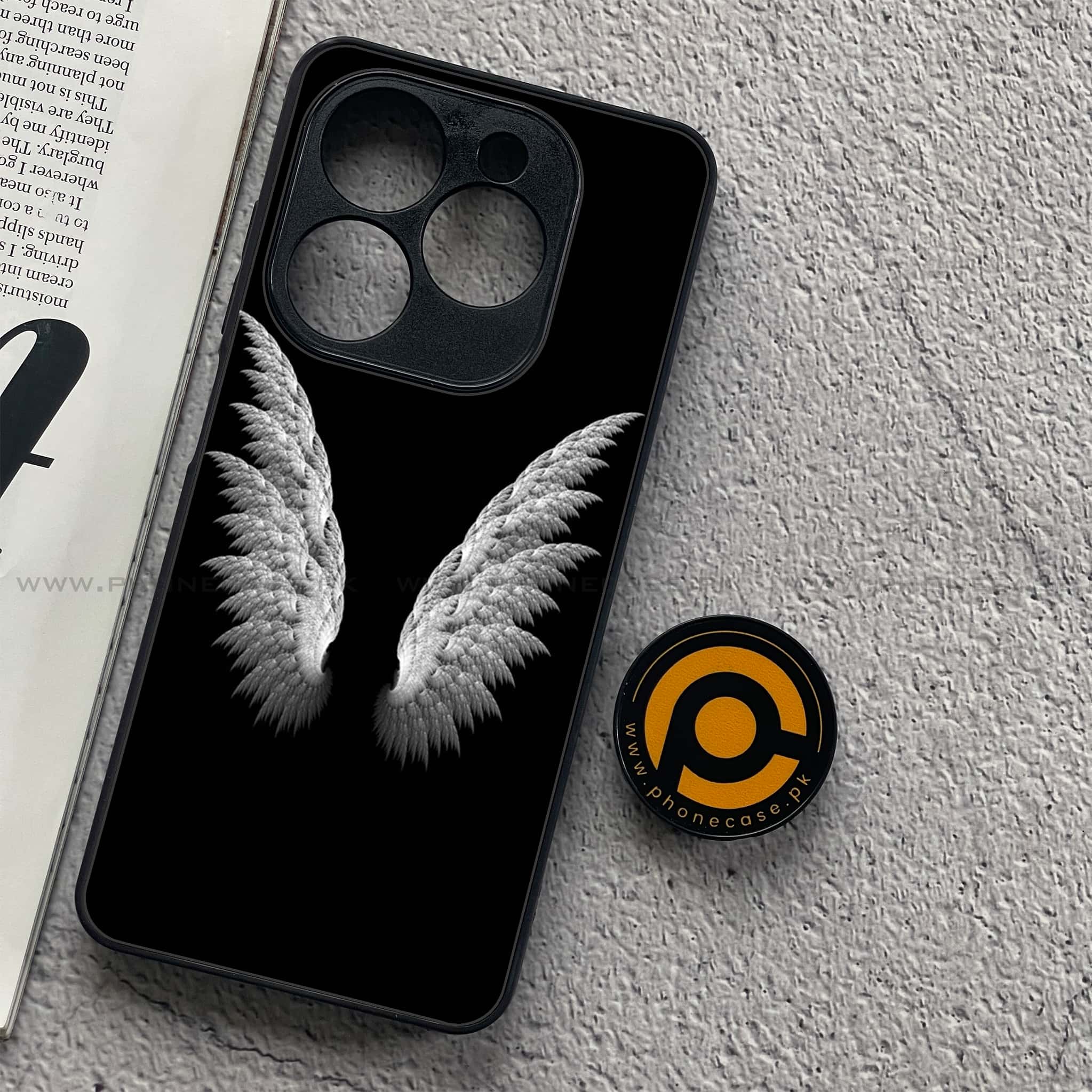 Infinix Smart 8 Pro - Angel Wings Series - Premium Metal Printed soft Bumper shock Proof Case