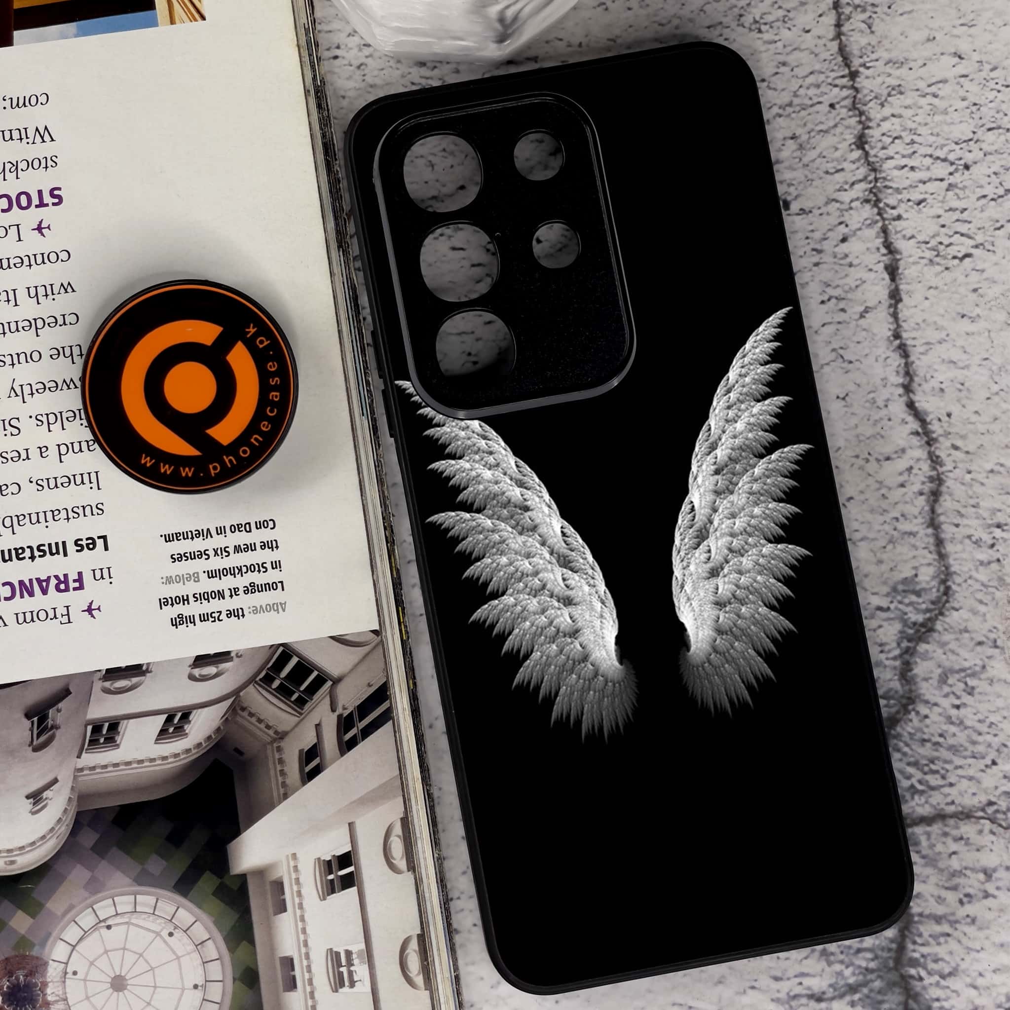 Vivo Y29 4G - Angel Wings Series - Premium Metal Printed soft Bumper Shock Proof Case