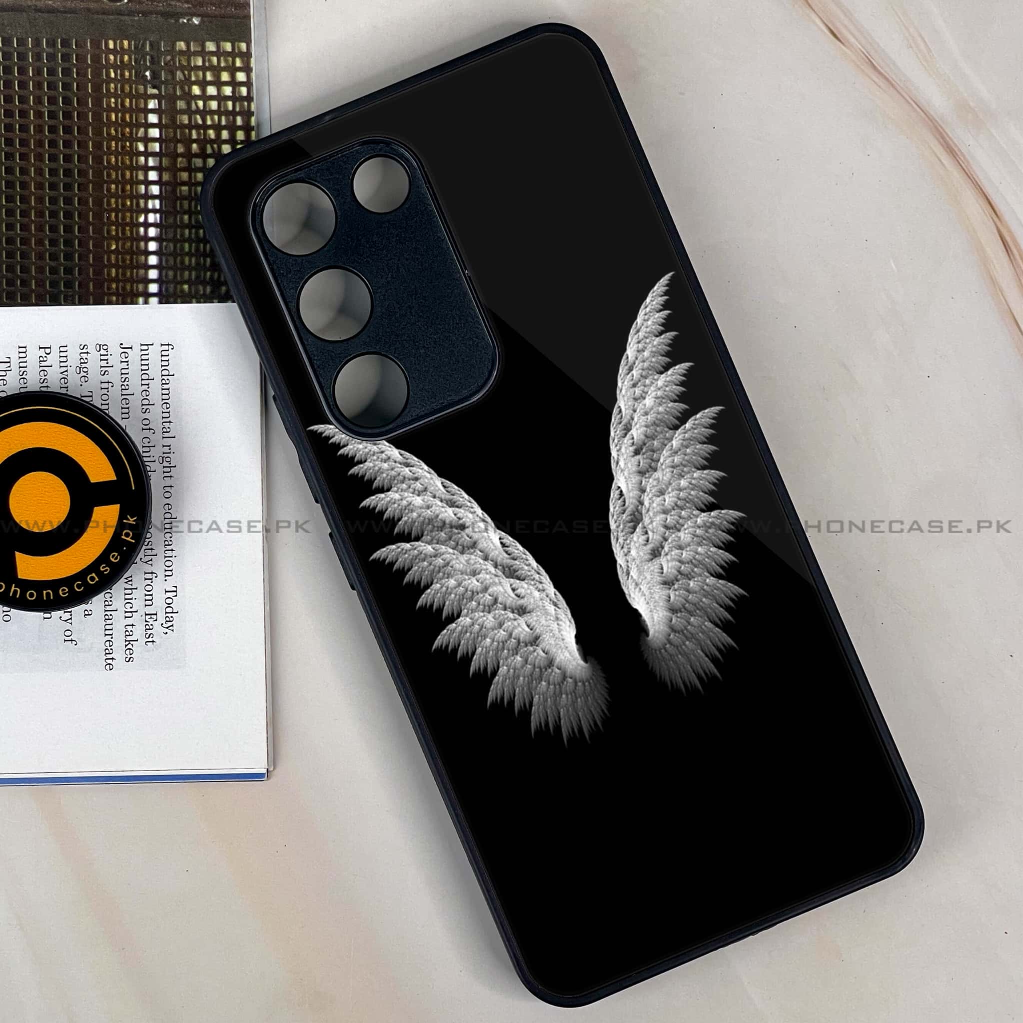 Vivo Y200e - Angel Wings Series - Premium Metal Printed soft Bumper shock Proof Case