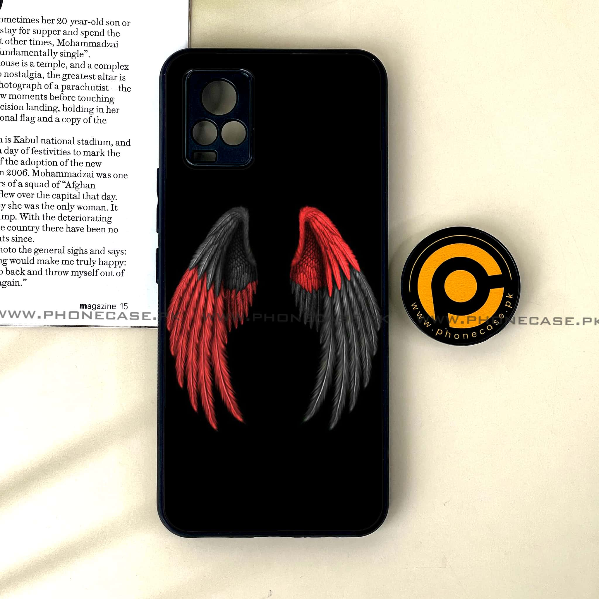 Vivo V20 - Angel wing Series - Premium Printed Glass soft Bumper shock Proof Case