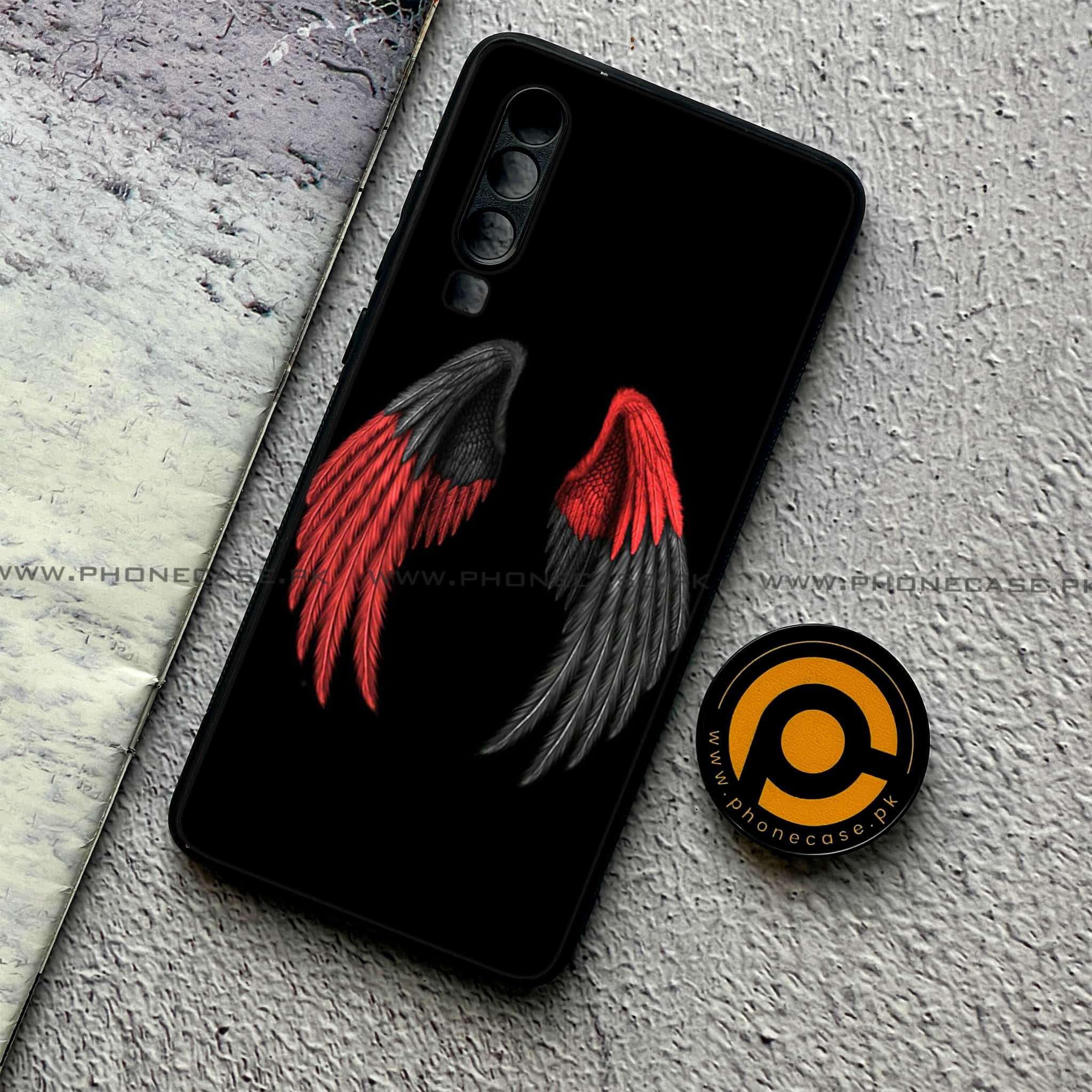 Huawei P30 - Angel Wings Series - Premium Printed Glass soft Bumper shock Proof Case