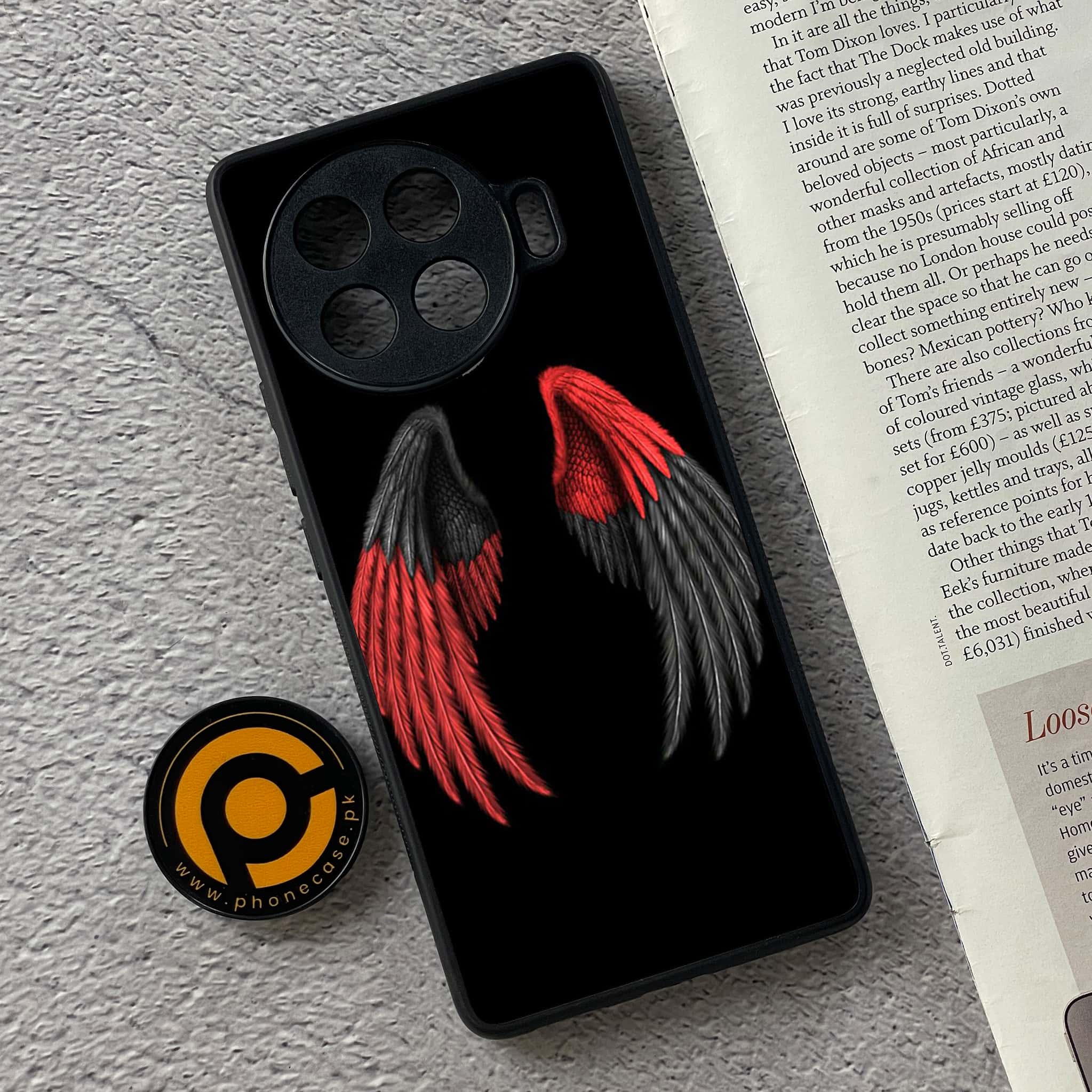 Tecno Spark 20 pro plus - Angel Wings Series - Premium Printed Glass soft Bumper shock Proof Case