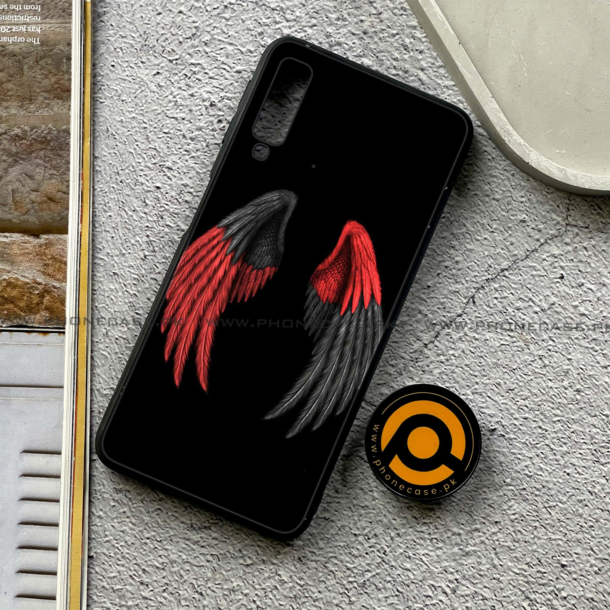 Galaxy A7 2018 - Angel Wings Series - Premium Printed Metal soft Bumper shock Proof Case