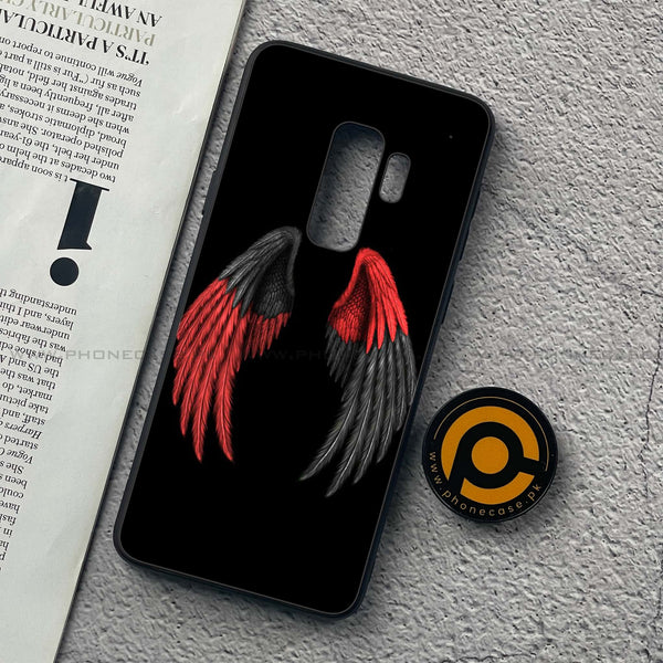 Samsung Galaxy S9 Plus - Angel wings Design 7- Premium Printed Glass soft Bumper shock Proof Case CS-45666