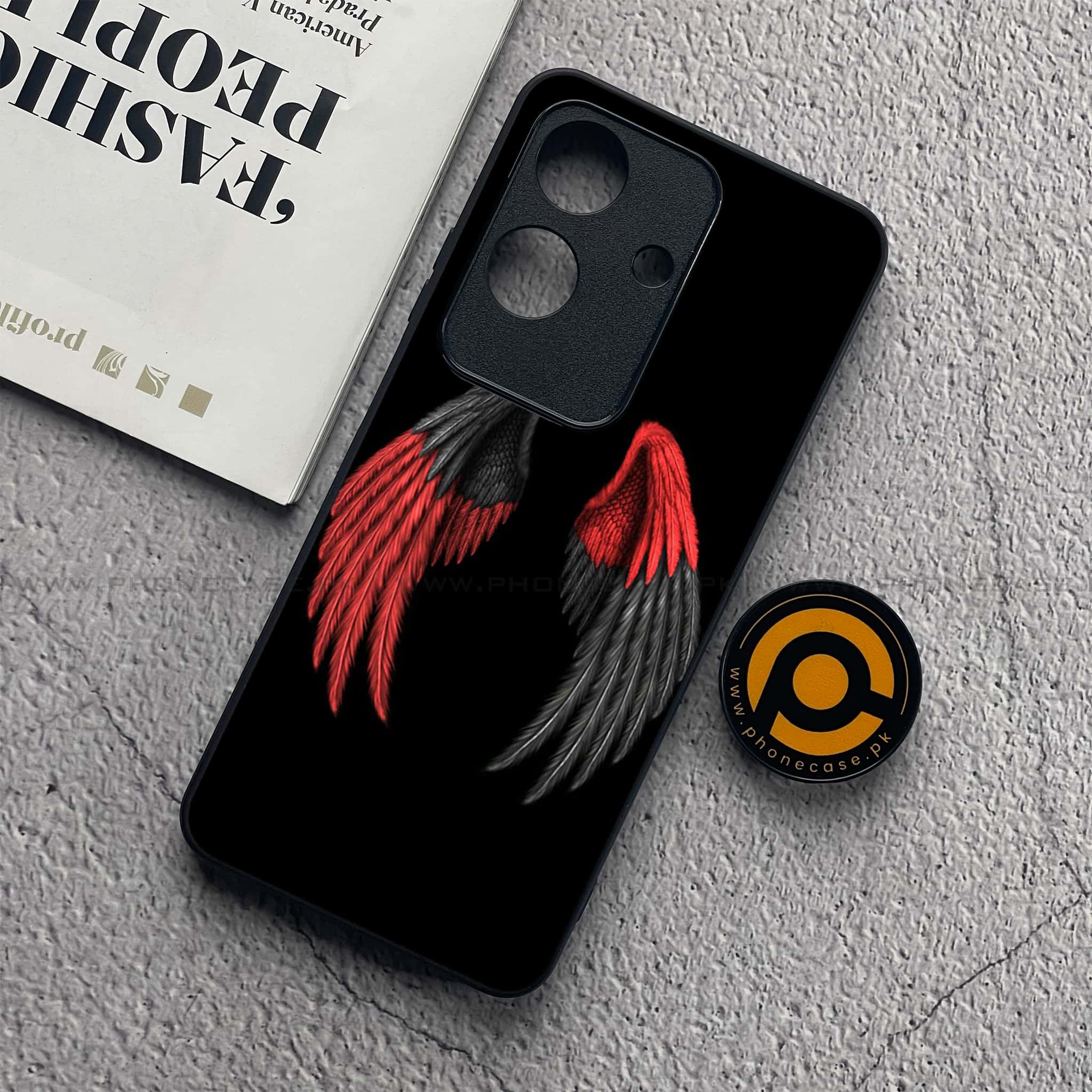 Realme Note 60x - Angel Wings Series - Premium Printed Glass soft Bumper shock Proof Case