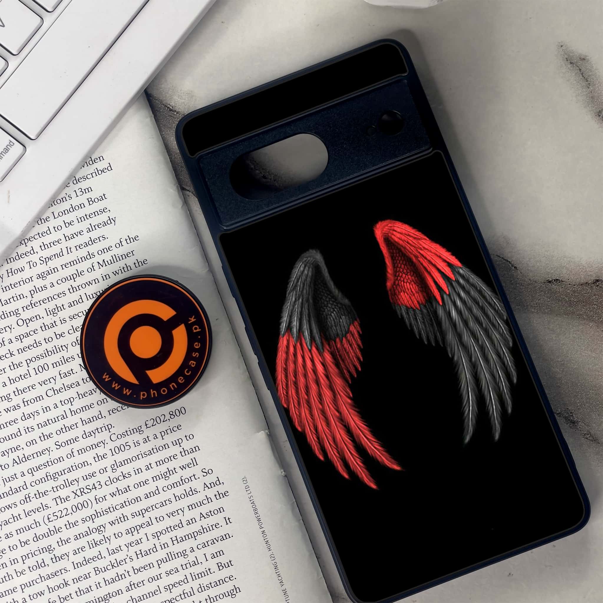 Google Pixel 7 - Angel Wings Series - Premium Metal Printed soft Bumper Shock Proof Case