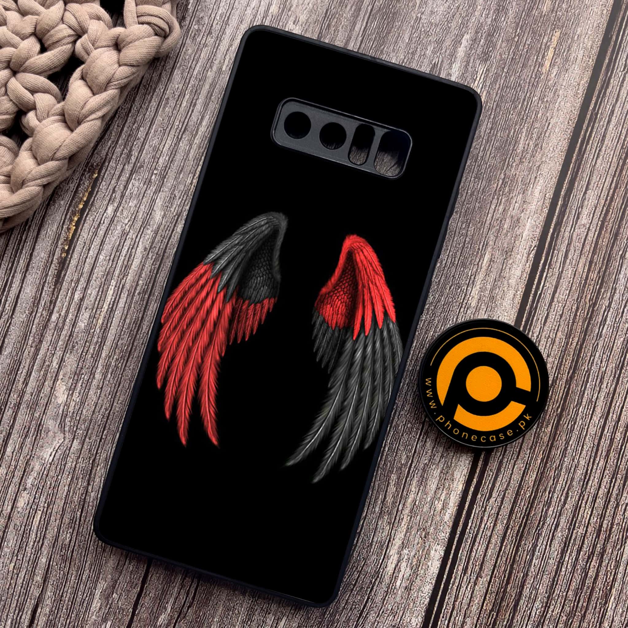 Samsung Galaxy Note 8 - Angel Wing Series - Premium Metal Printed soft Bumper shock Proof Case