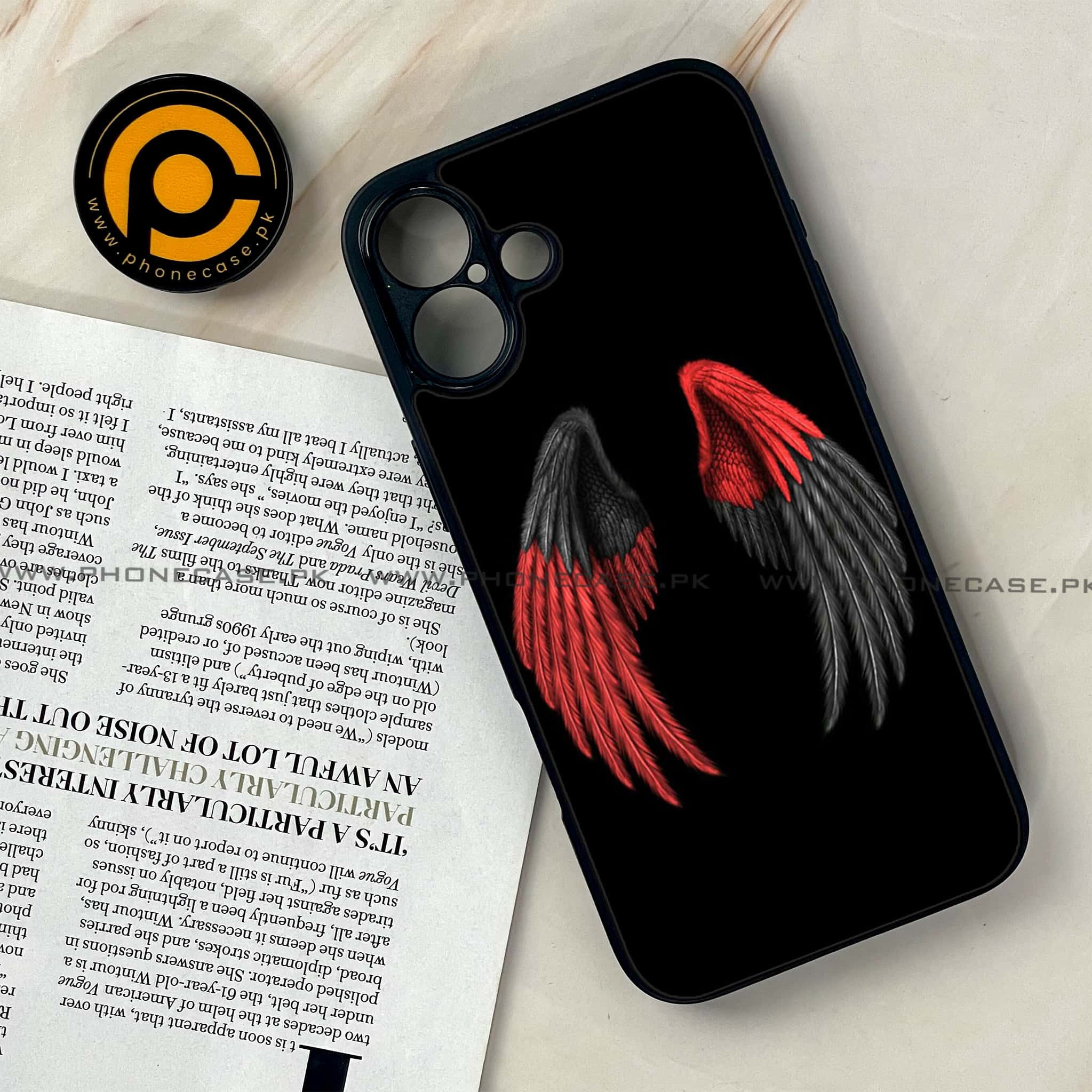 iPhone 16 Plus - Angel Wings Series - Premium Printed Glass soft Bumper shock Proof Case