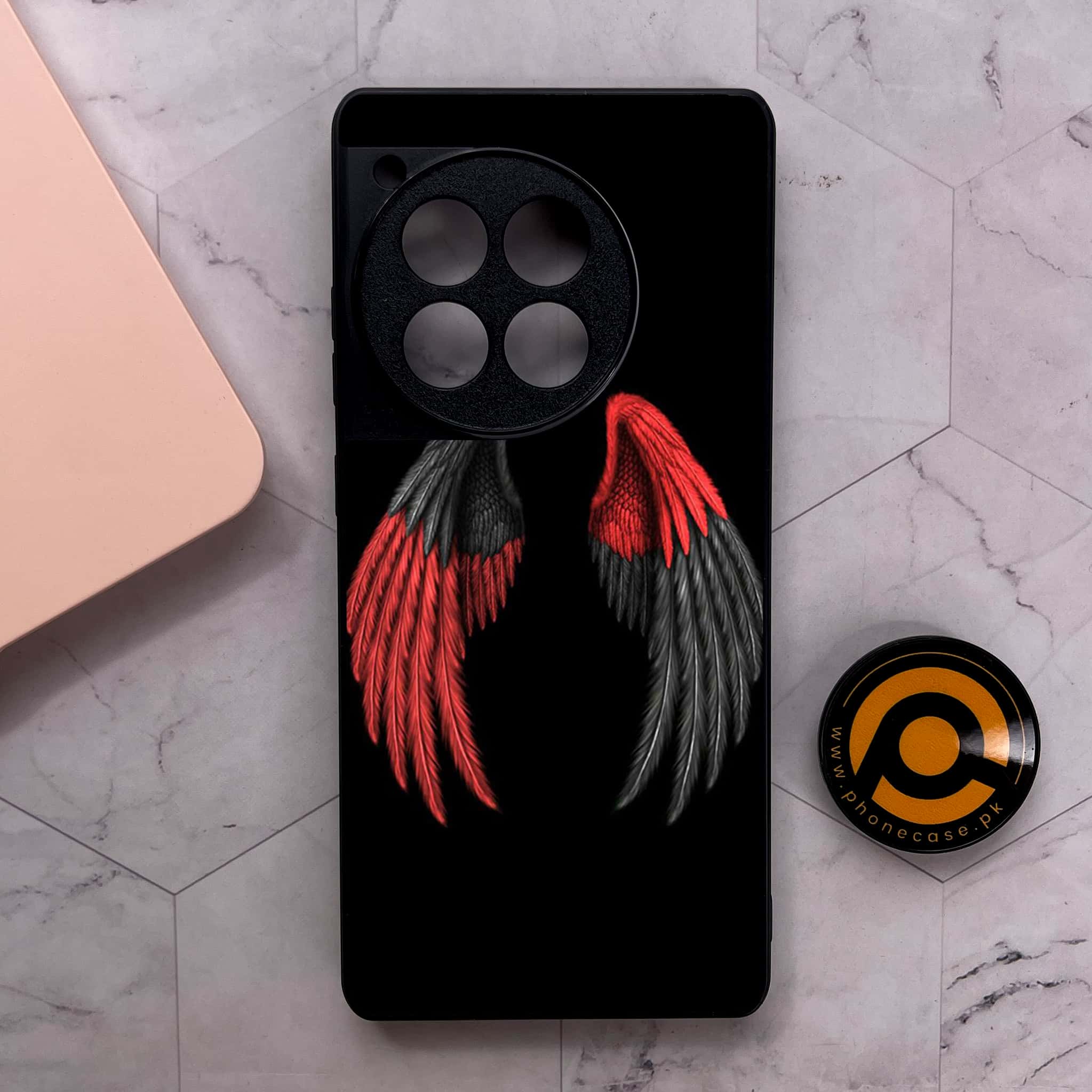 OnePlus 12R - Angel Wings Series - Premium Metal Printed soft Bumper shock Proof Case
