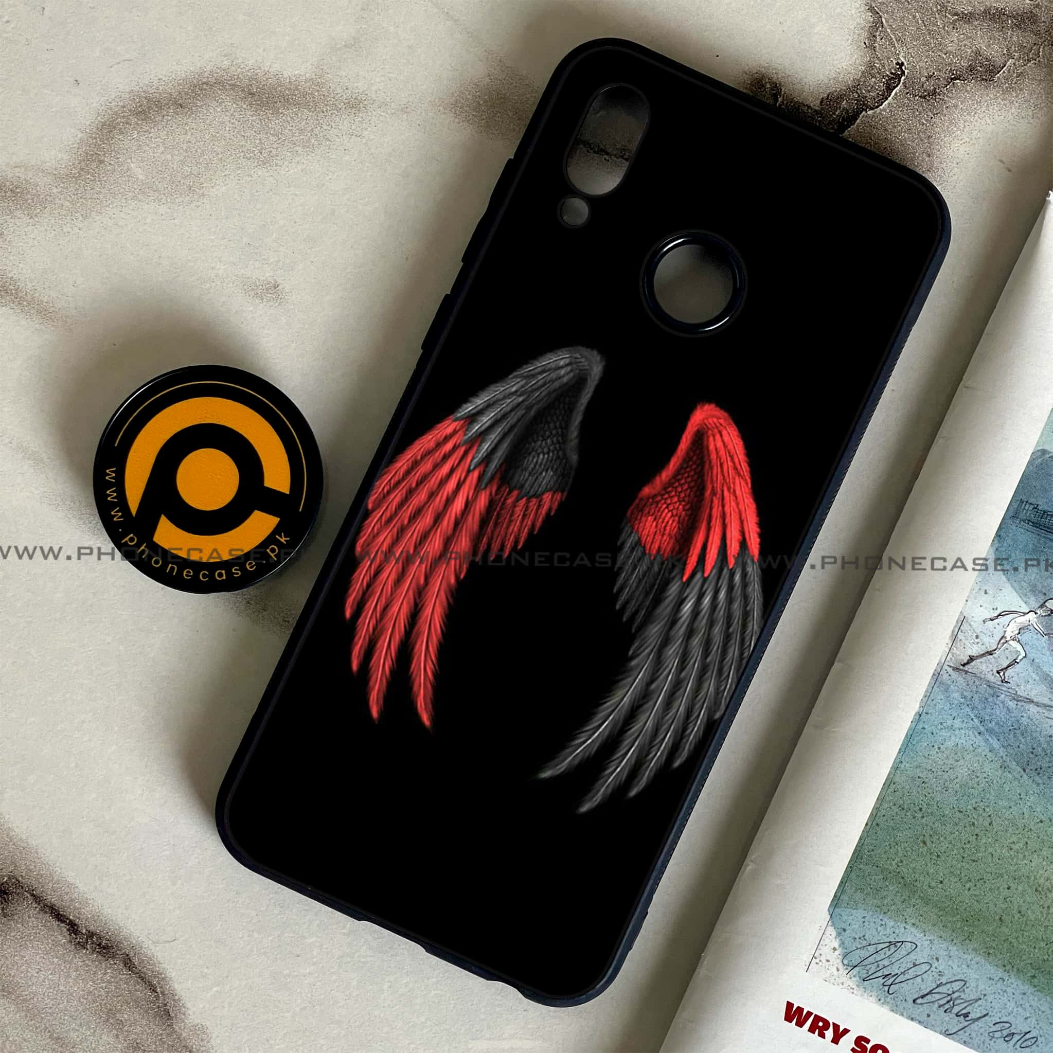 Huawei Honor Play - Angel Wings Series - Premium Printed Glass soft Bumper shock Proof Case