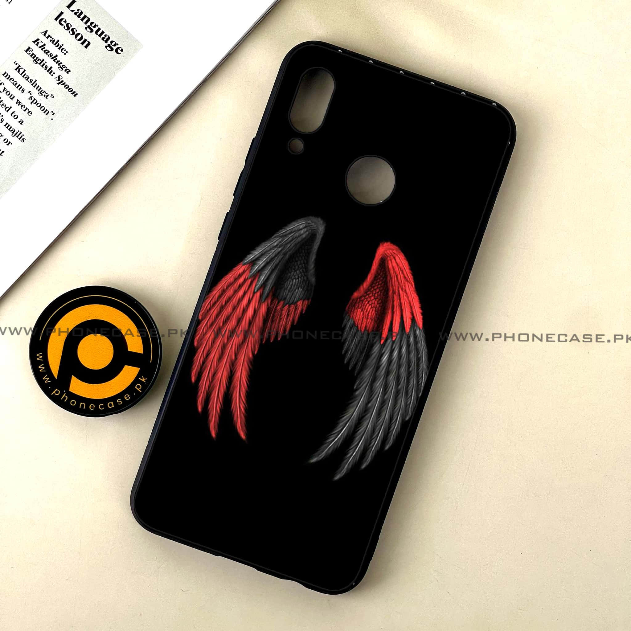 Huawei Nova 3 - Angel Wings Series - Premium Printed Glass soft Bumper shock Proof Case