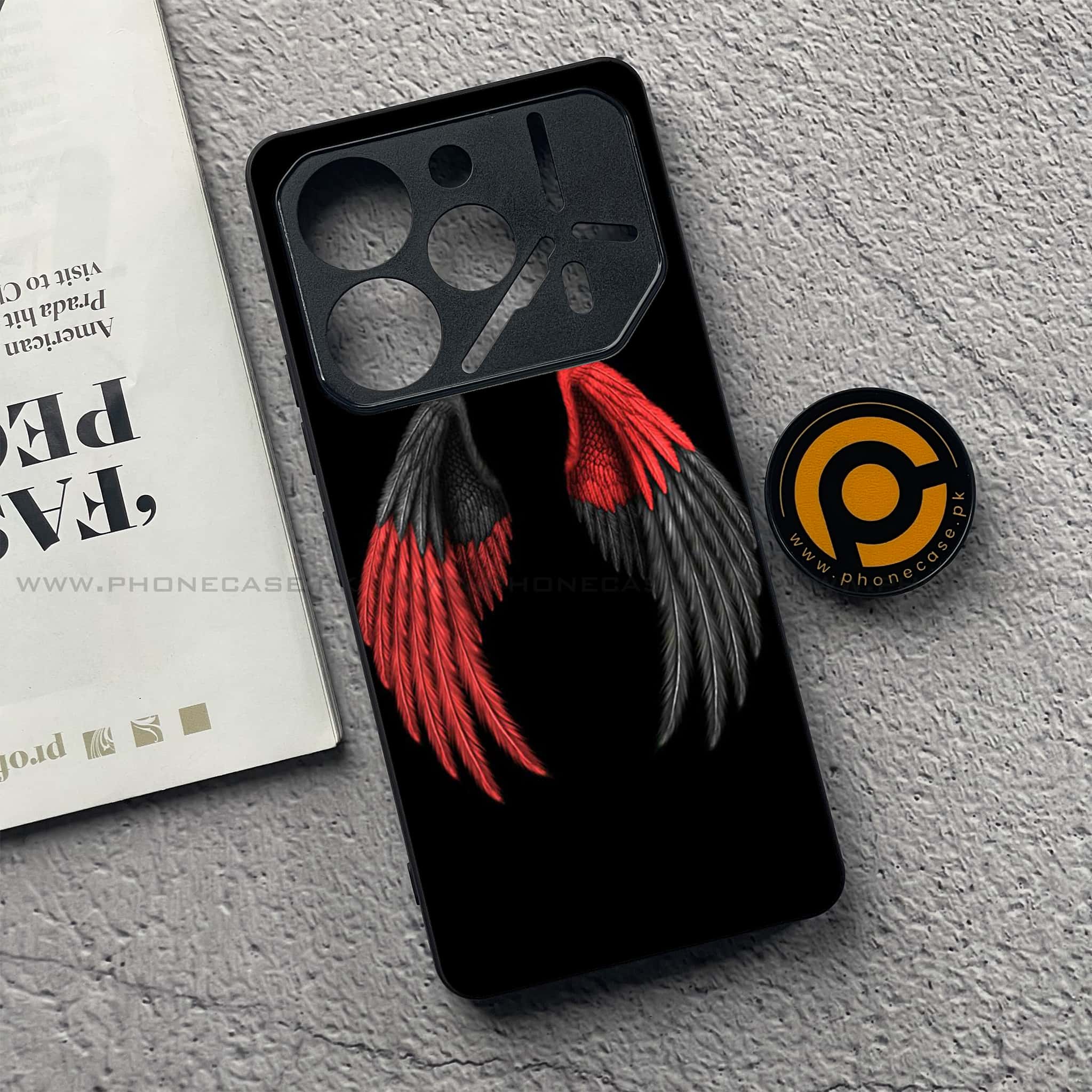 Tecno Pova 6 - Angel Wings Series - Premium Printed Glass soft Bumper shock Proof Case