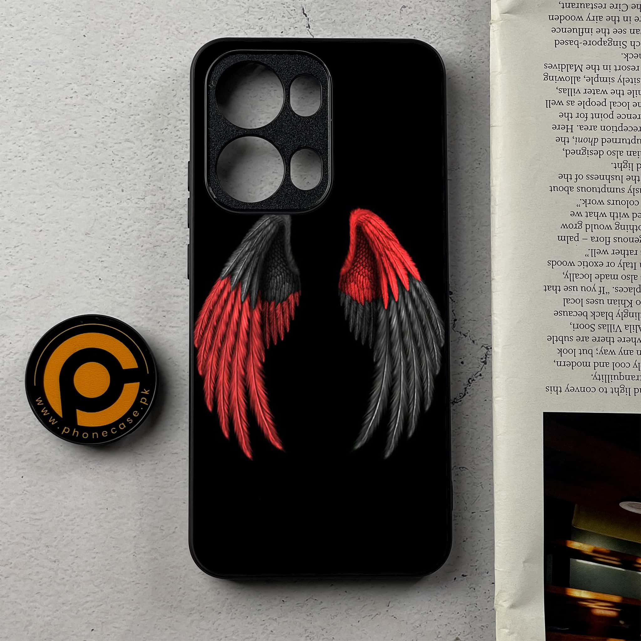 Oppo Reno 13 Pro - Angel Wings Series - Premium Metal Printed Soft Bumper Shockproof Case