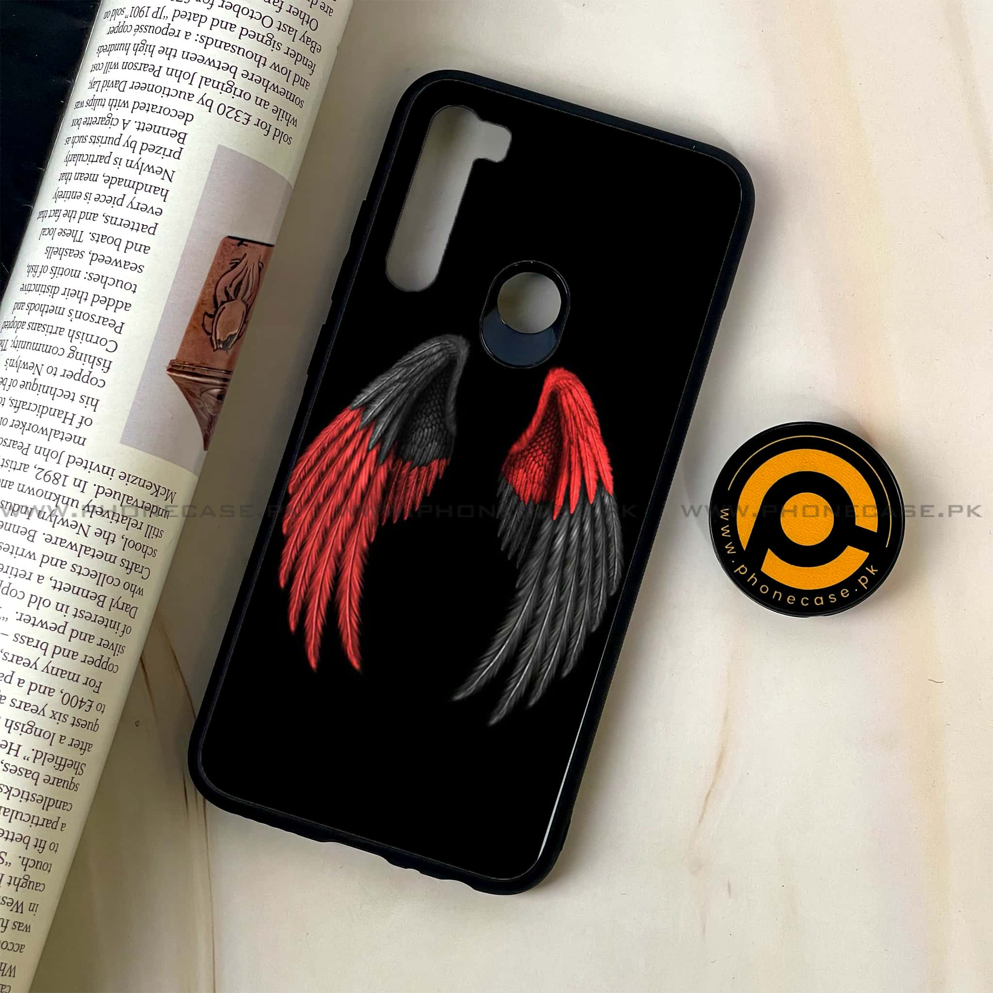 Redmi Note 8 - Angel Wings Series - Premium Printed Glass soft Bumper shock Proof Case