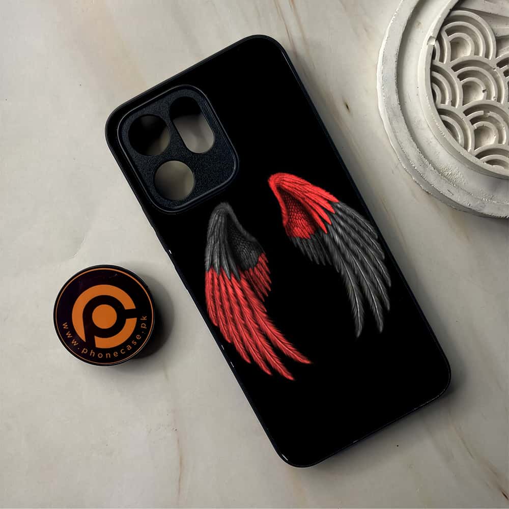 Oppo Reno 14F - Angel Wings Series - Premium Metal Printed Soft Bumper Shockproof Case