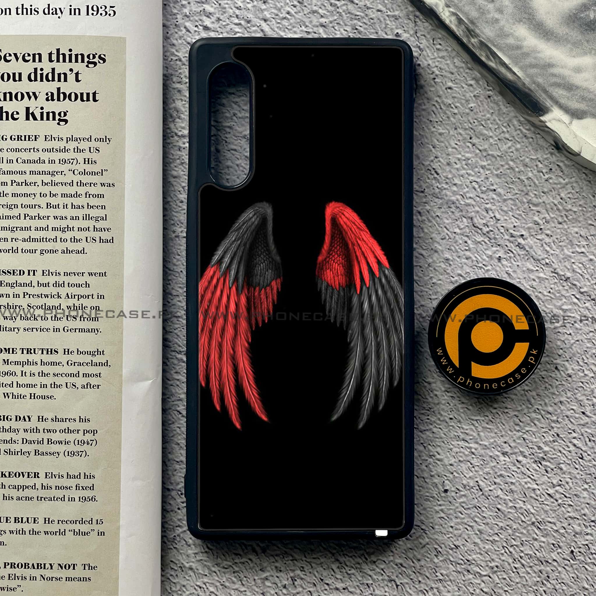 LG Velvet - Angel Wings Series - Premium Printed Glass soft Bumper shock Proof Case
