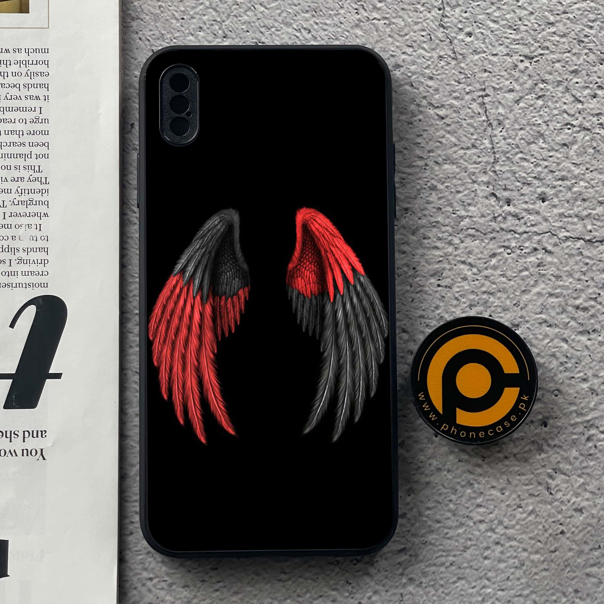 iPhone Xs Max - Angel Wing Series - Premium Metal Printed soft Bumper shock Proof Case