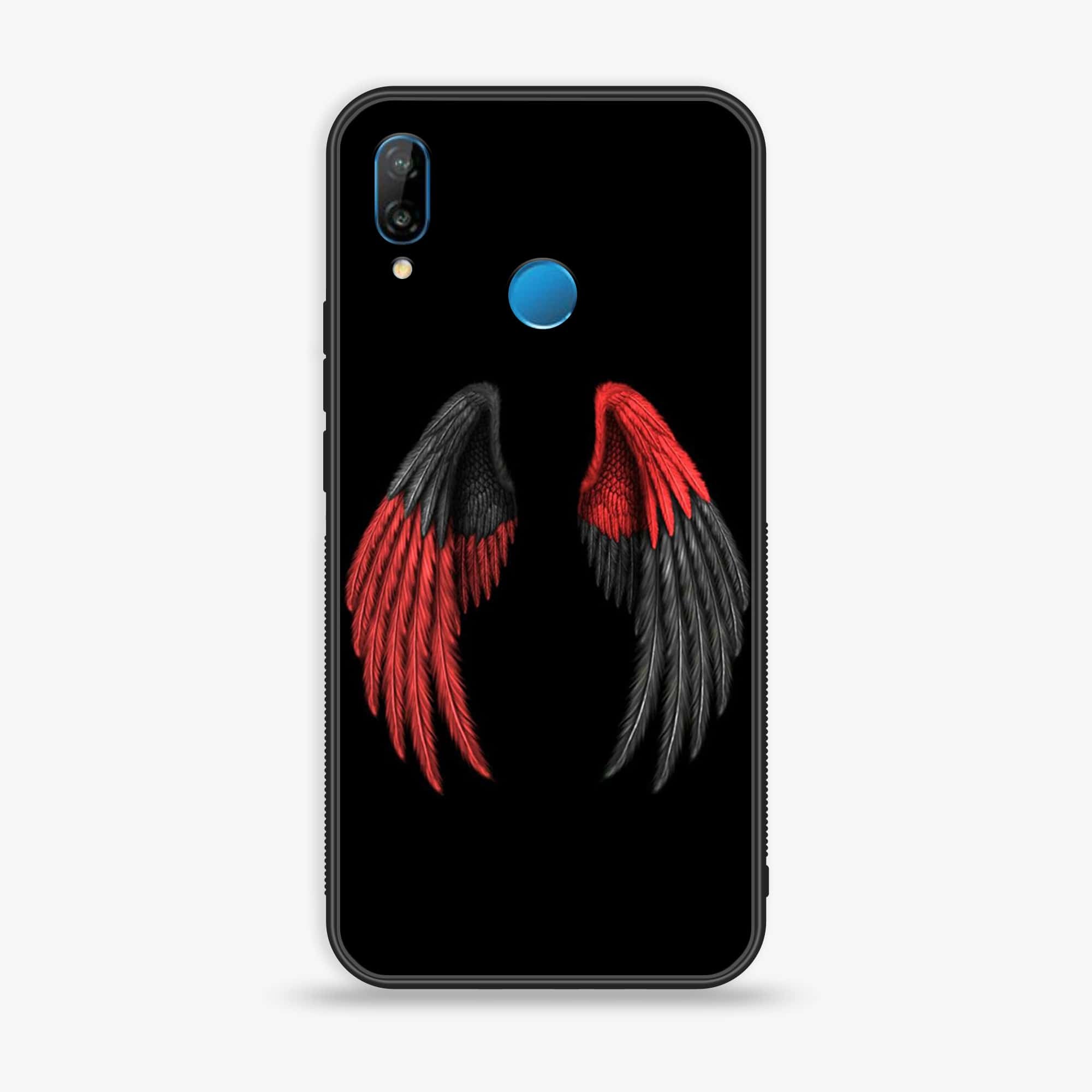 Huawei P20 lite - Angel Wings Series - Premium Printed Glass soft Bumper shock Proof Case