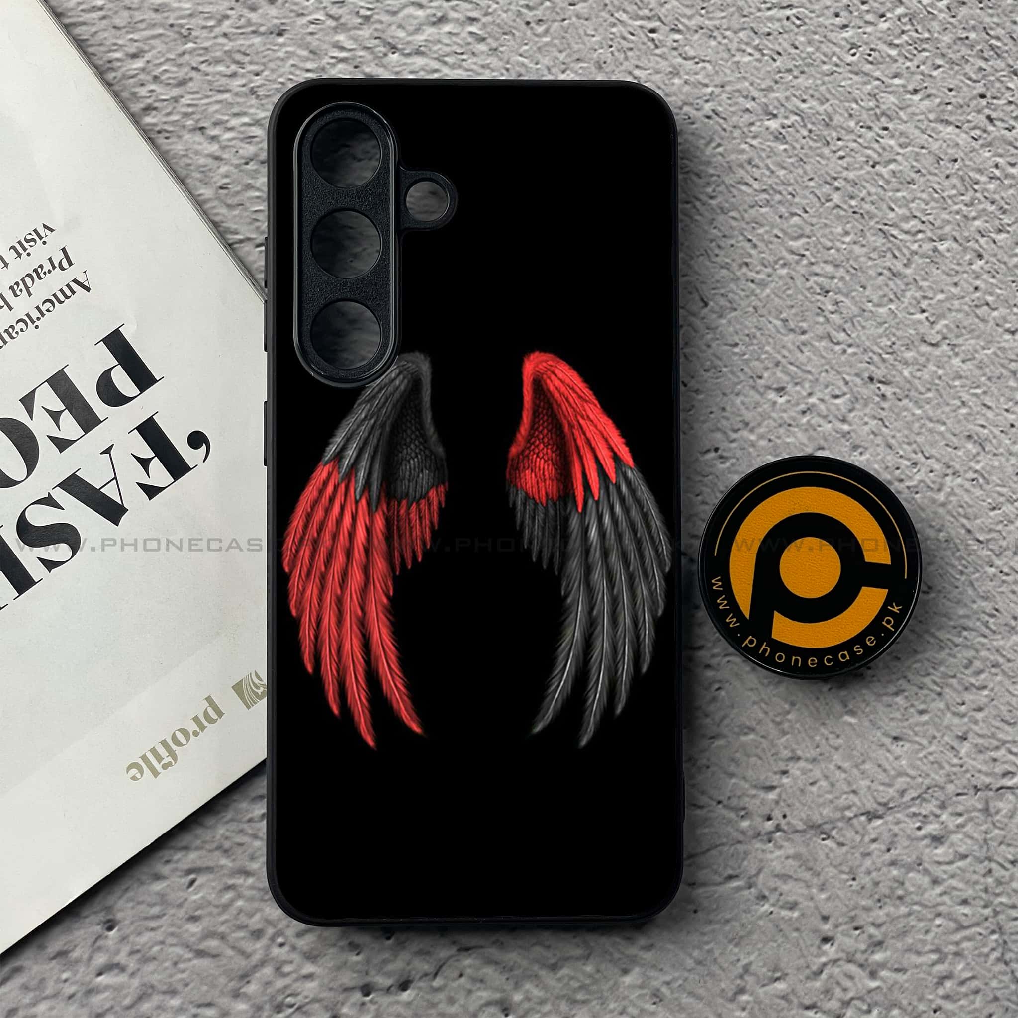 Samsung Galaxy S25 FE - Angel Wings Series - Premium Metal Printed soft Bumper shock Proof Case