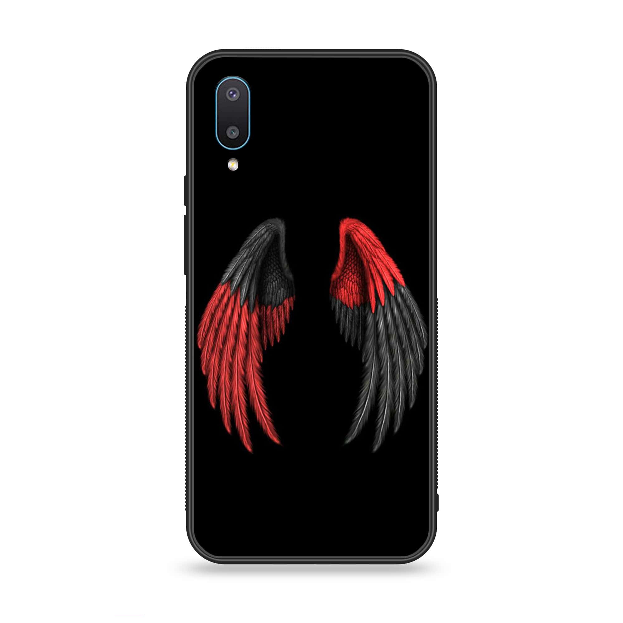 Samsung Galaxy A02 - Angel Wings Series - Premium Printed Glass soft Bumper shock Proof Case