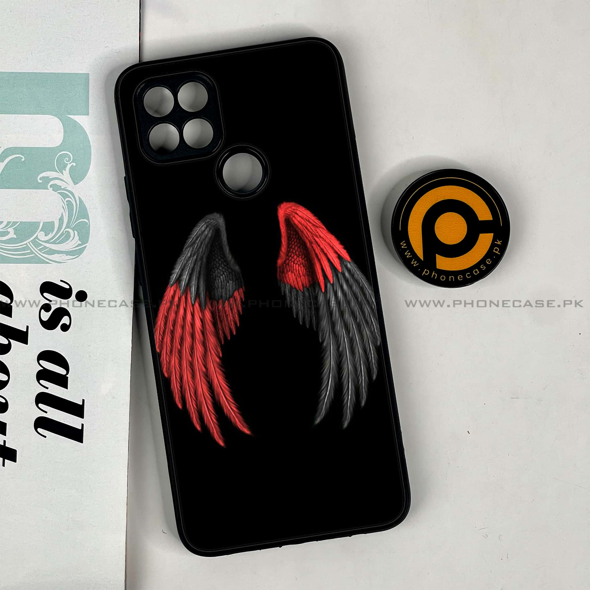 Oppo A15s - Angel Wings Series - Premium Printed Glass soft Bumper shock Proof Case