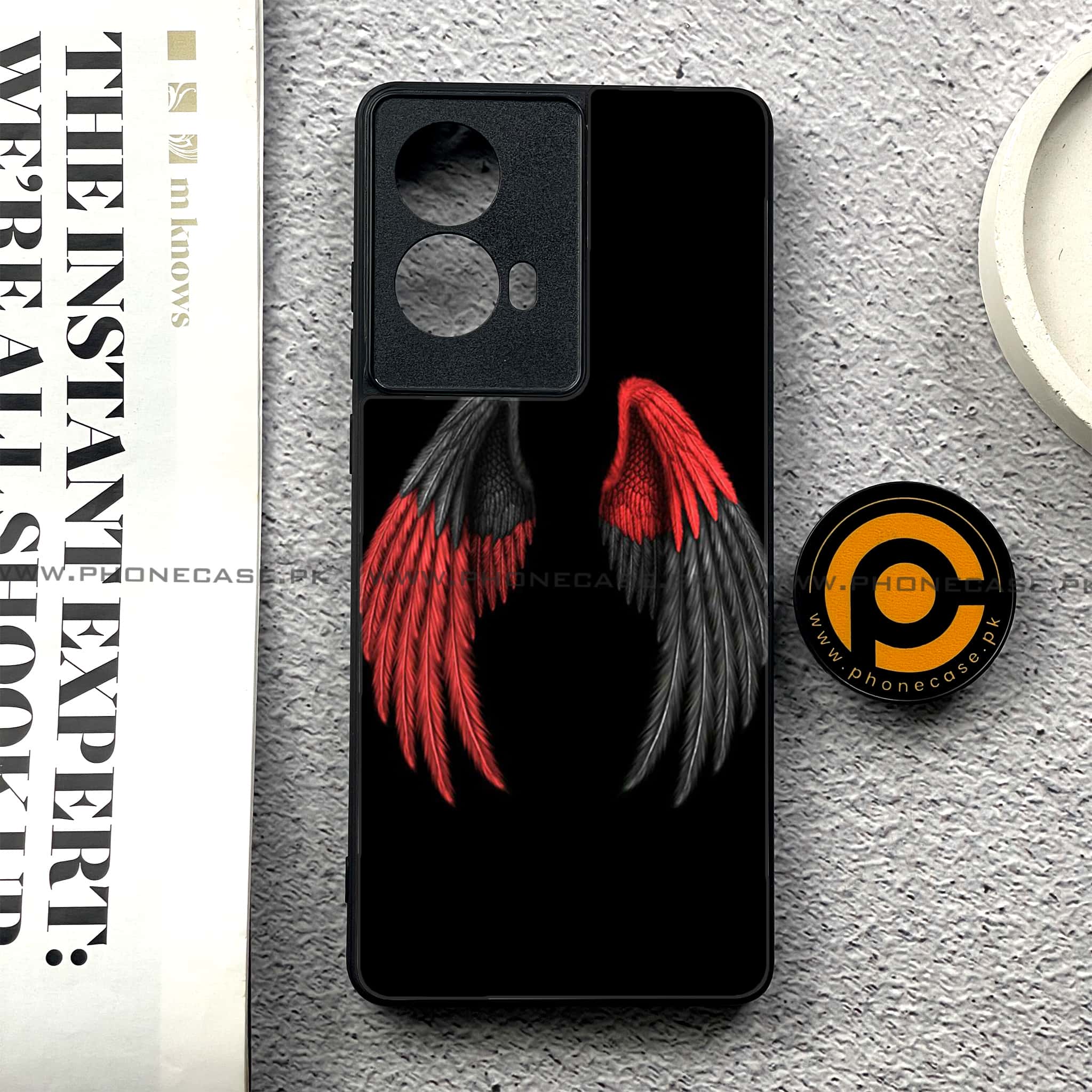 Moto G85 - Angel Wings Series - Premium Printed Glass soft Bumper shock Proof Case