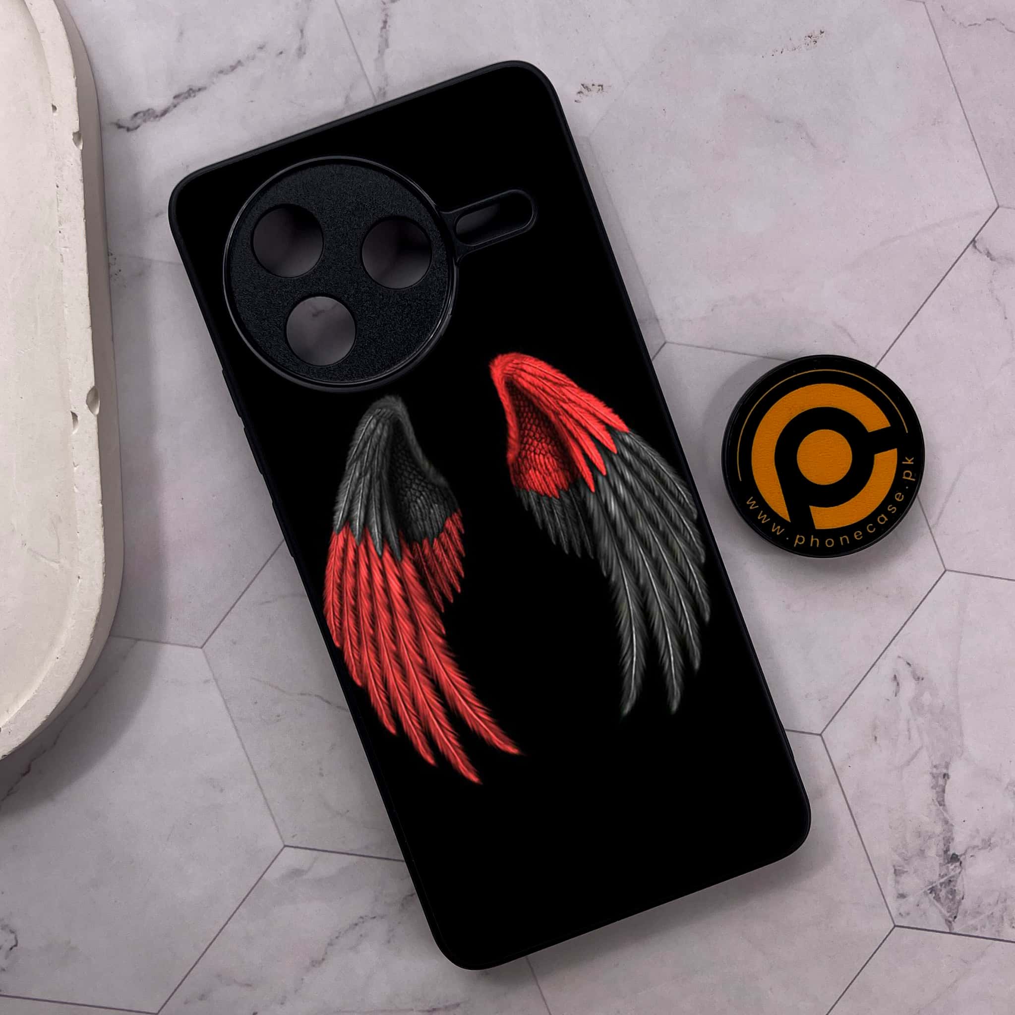 Xiaomi Poco F7 Pro 5G - Angel Wings Series - Premium Metal Printed soft Bumper shock Proof Case