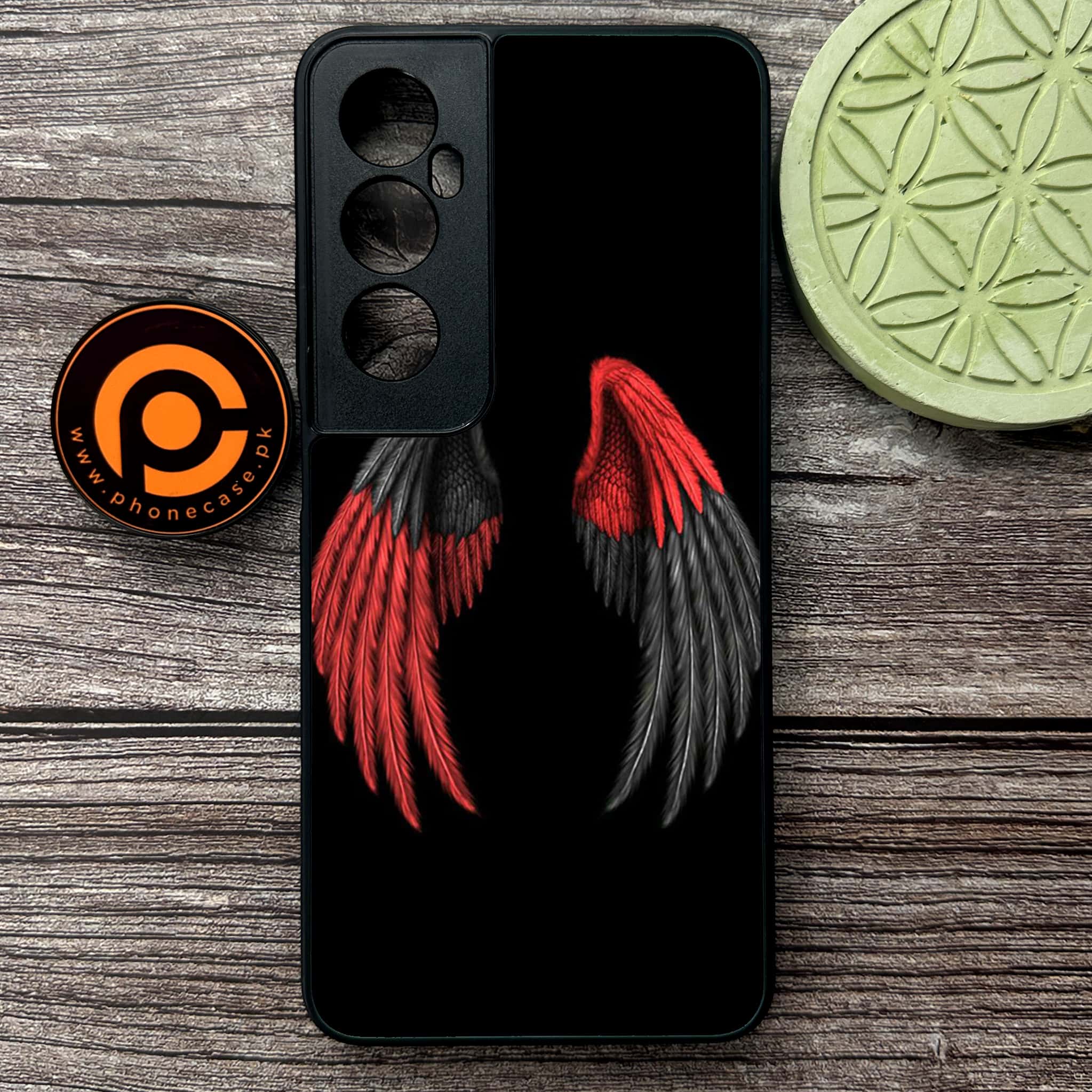 Realme C65  - Angel Wings Series - Premium Metal Printed soft Bumper shock Proof Case