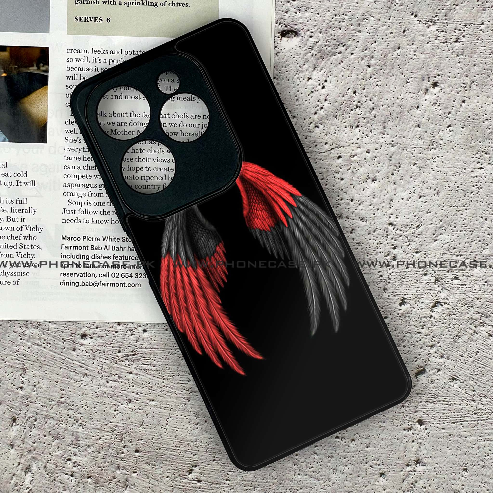 Infinix Hot 40 - Angel Wings Series - Premium Printed Glass soft Bumper shock Proof Case