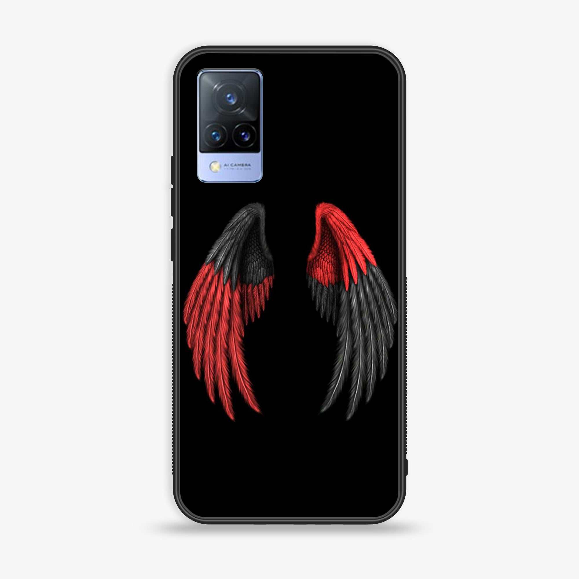 Vivo V21 - Angel Wings Series - Premium Printed Glass soft Bumper shock Proof Case