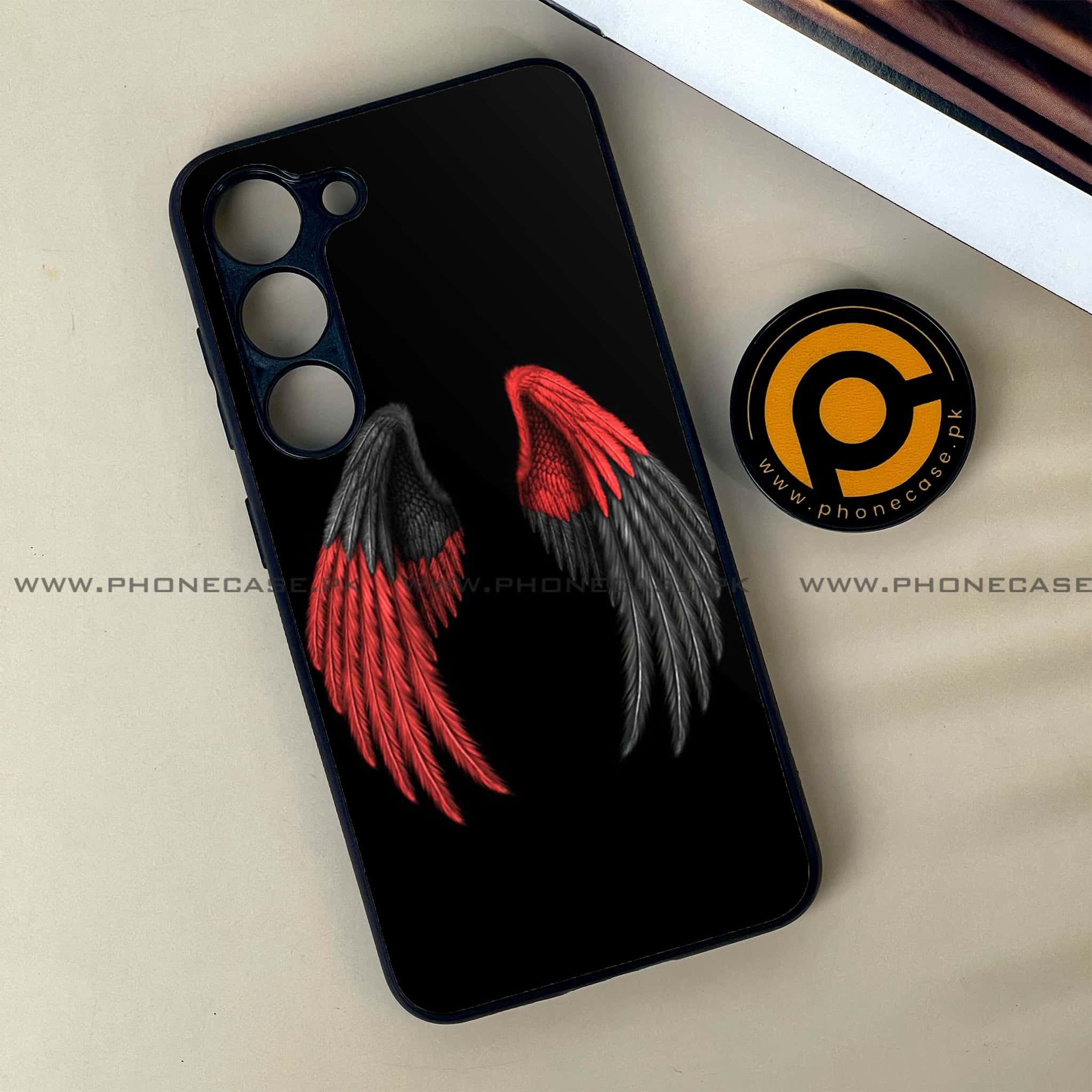 Samsung Galaxy S23 - Angel Wings Series - Premium Printed Glass soft Bumper shock Proof Case