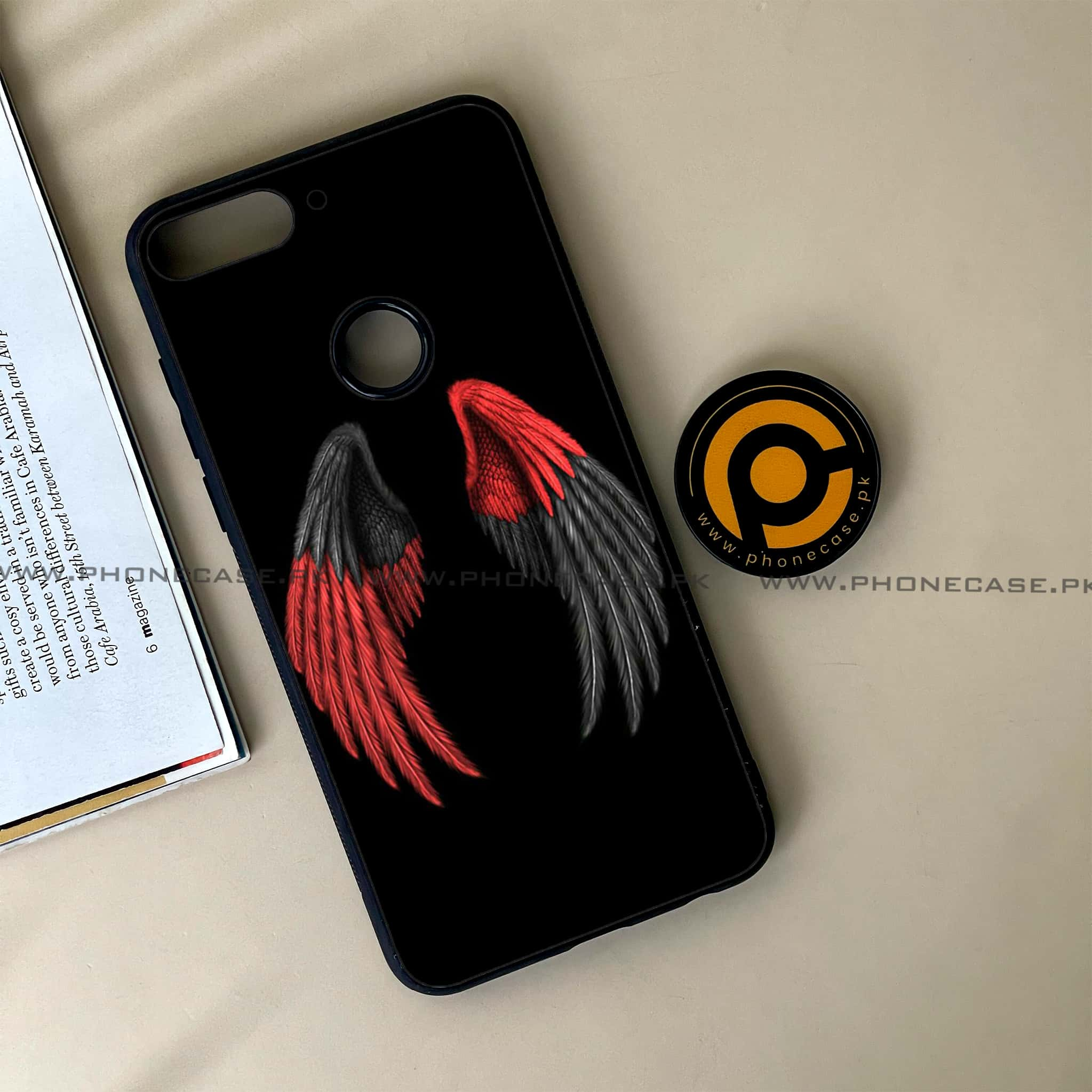 Huawei Y7 Prime (2018) - Angel Wings Series - Premium Printed Glass soft Bumper shock Proof Case