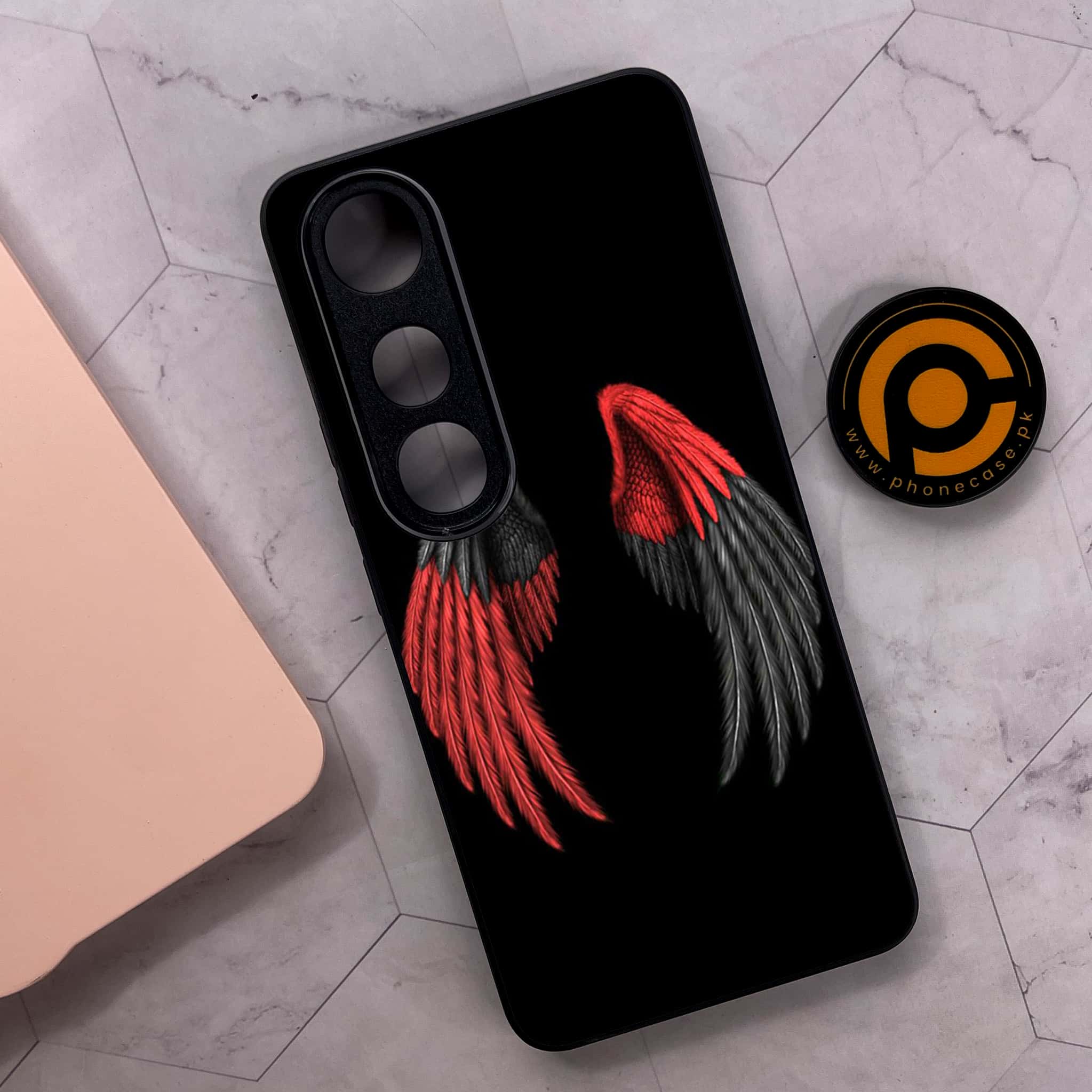 Vivo V50 Lite - Angel Wings Series - Premium Metal Printed soft Bumper shock Proof Case