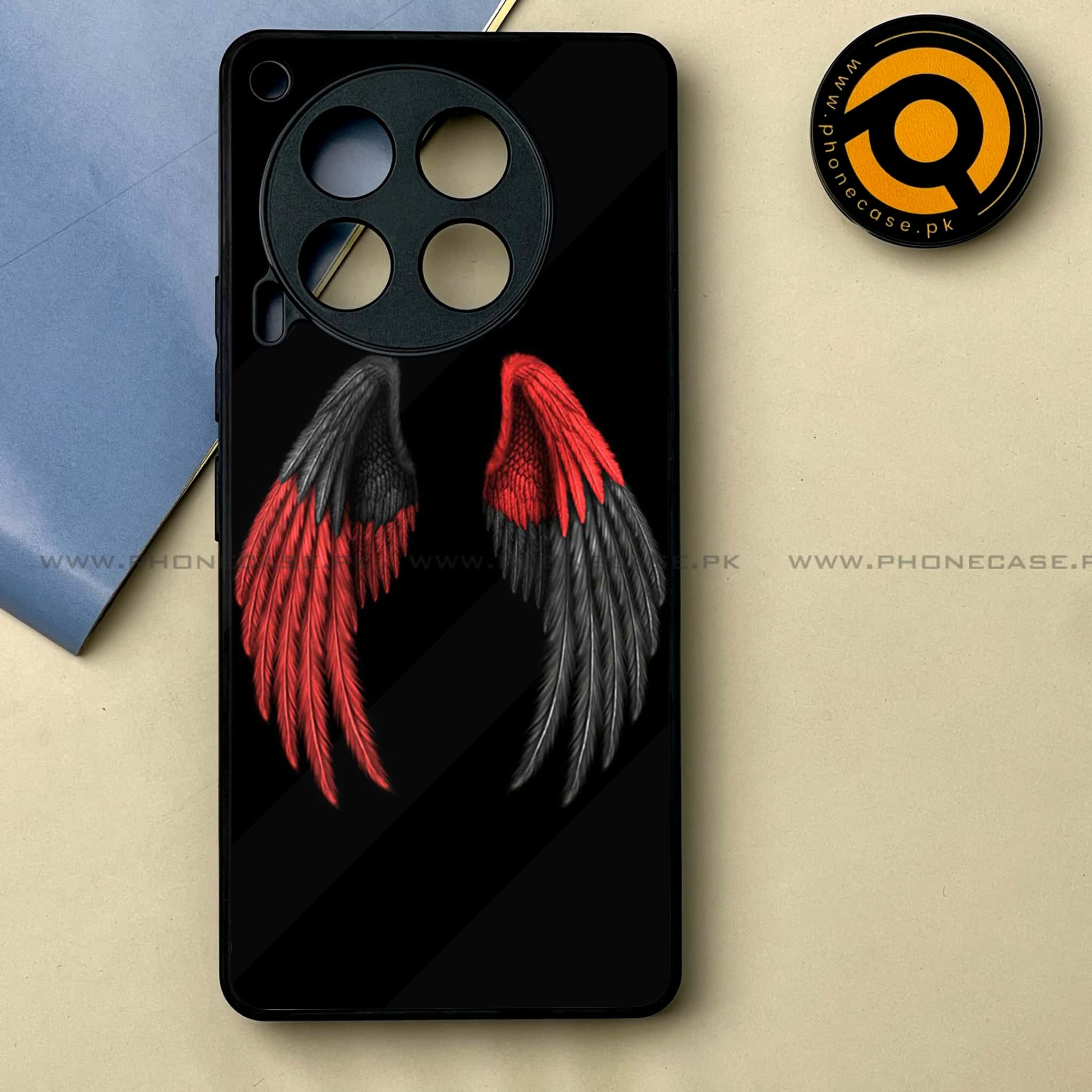 Tecno Camon 30 - Angel Wings Series -  Premium Printed Metal soft Bumper shock Proof Case