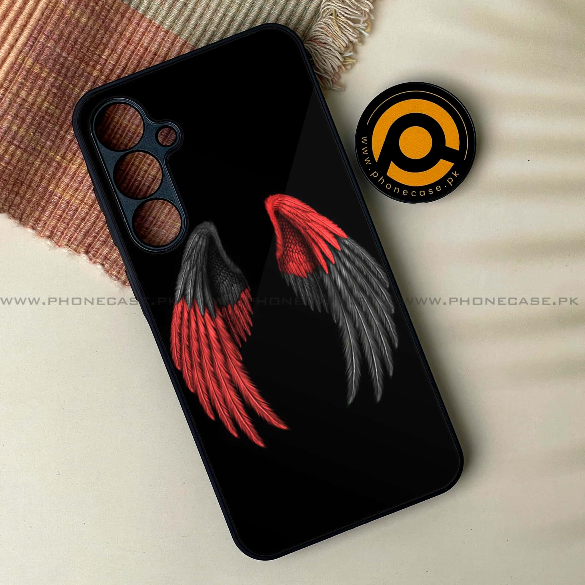 Samsung Galaxy A54 - Angel Wings Series - Premium Printed Glass soft Bumper shock Proof Case