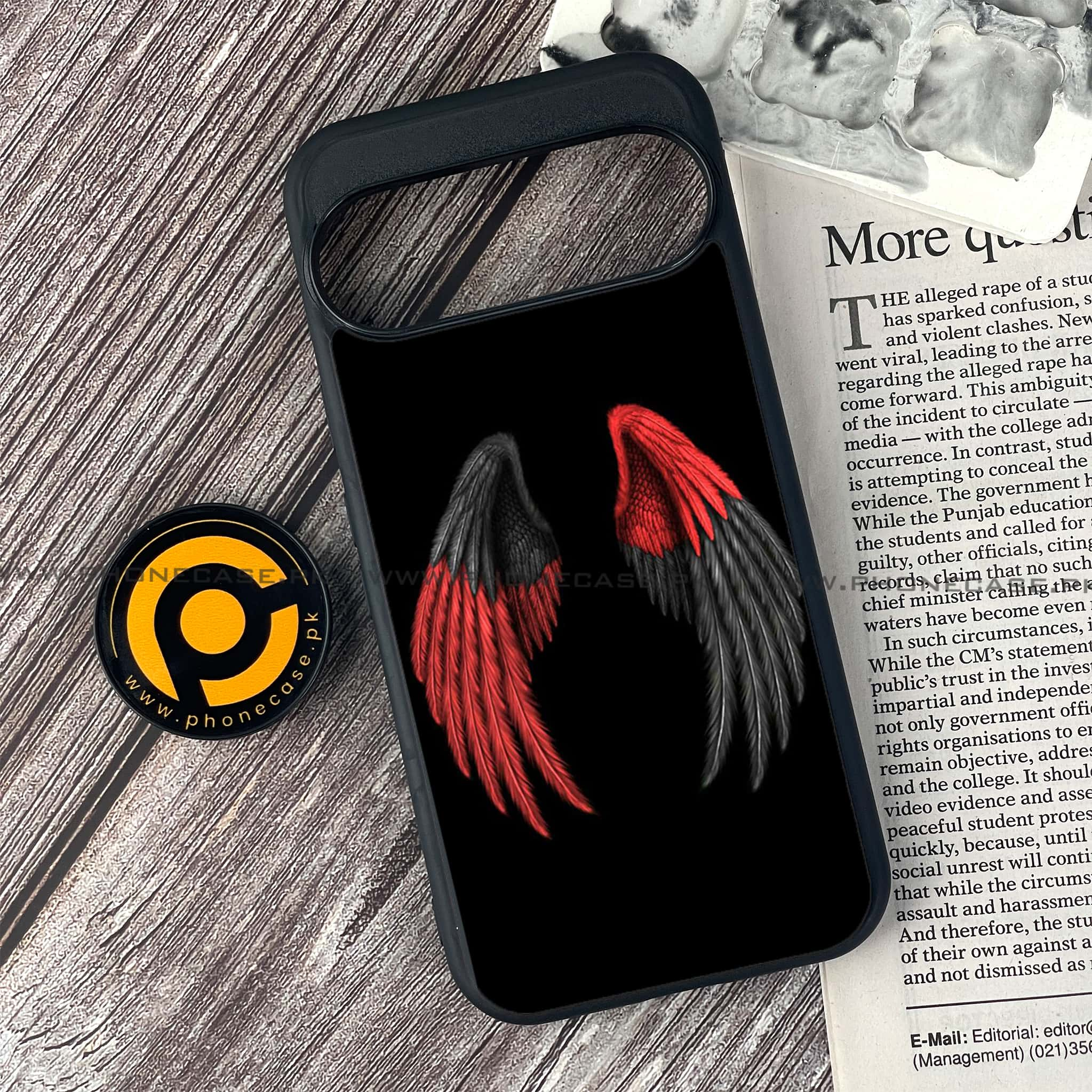 Google Pixel 9 Pro - Angel Wings Series - Premium Printed Glass soft Bumper shock Proof Case