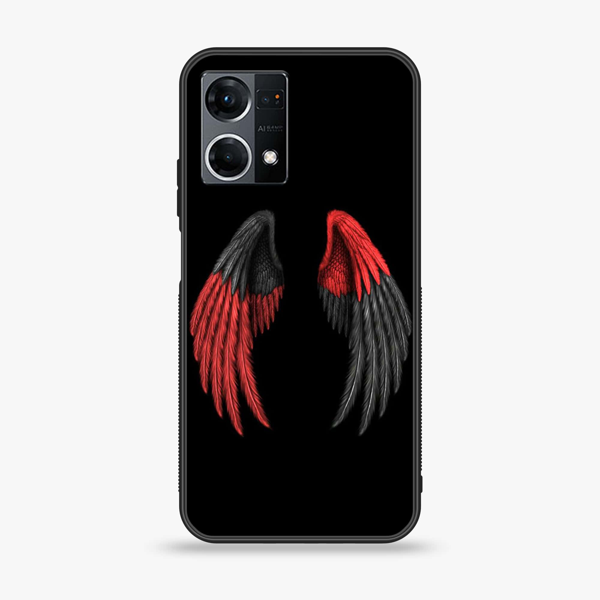 Oppo Reno 7 - Angel Wings Series - Premium Printed Glass soft Bumper shock Proof Case