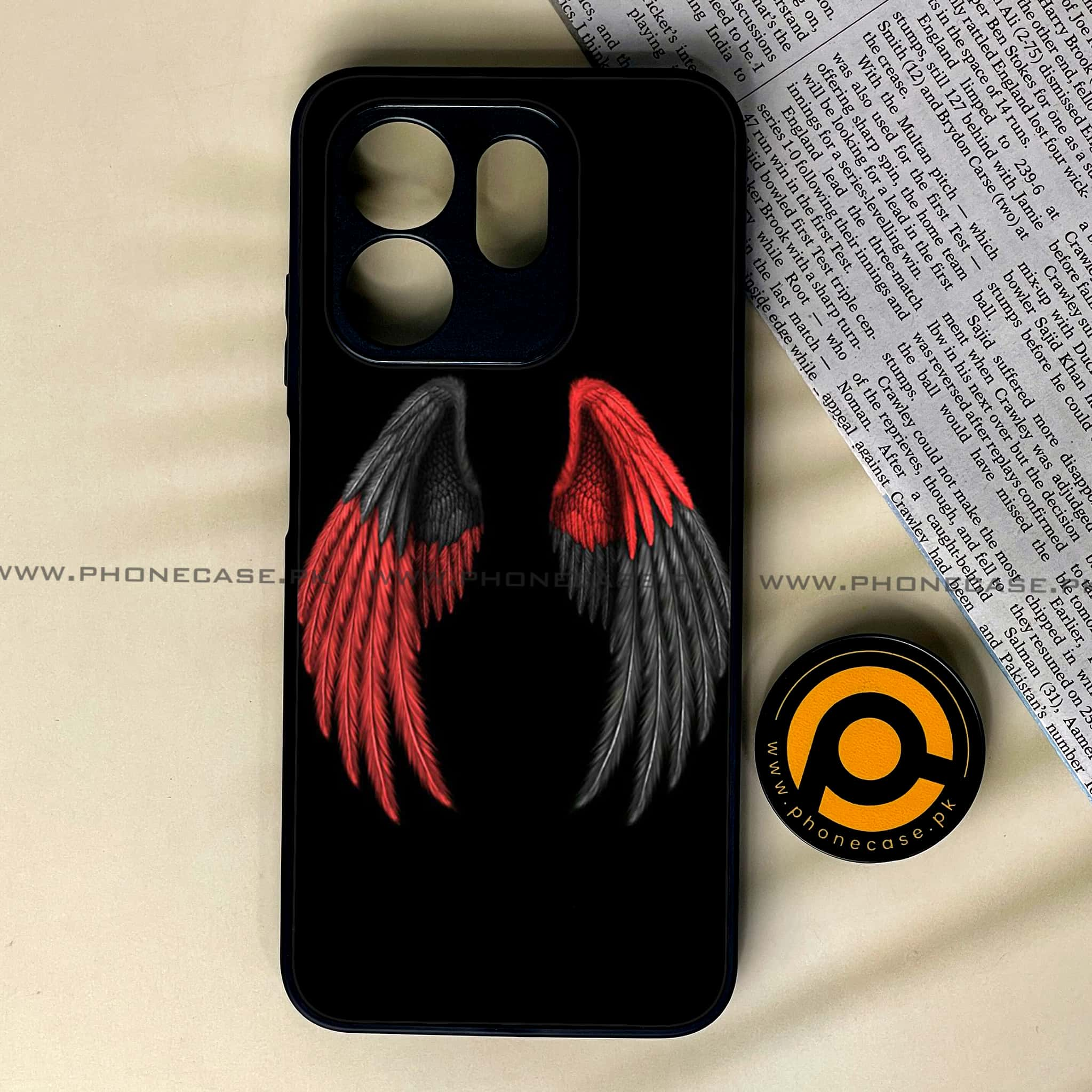 Infinix Hot 50i - Angel Wings Series - Premium Printed Glass soft Bumper shock Proof Case