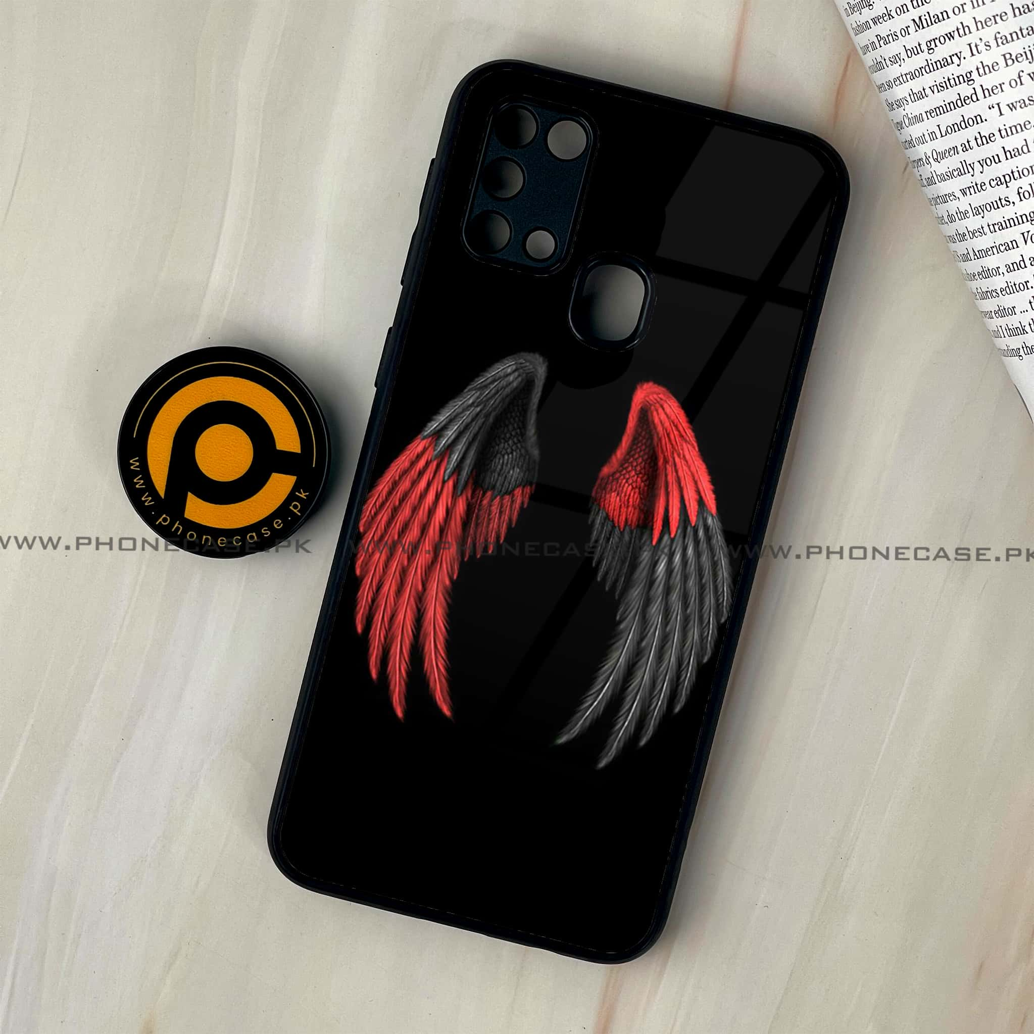 Galaxy M31 - Angel Wings Series - Premium Printed Glass soft Bumper shock Proof Case