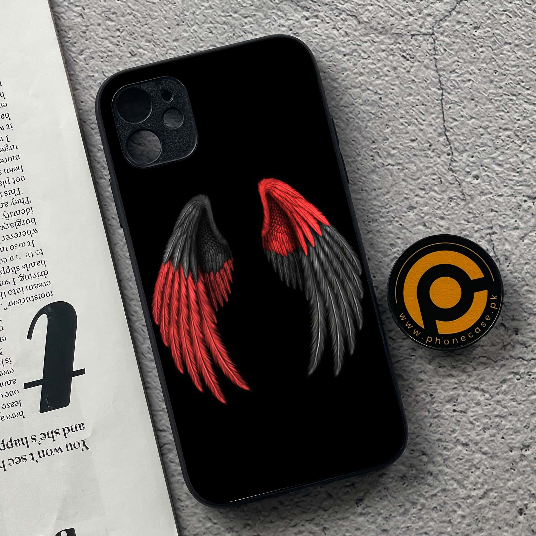 iPhone 11 Angel Wings Series  Premium Printed Glass soft Bumper shock Proof Case