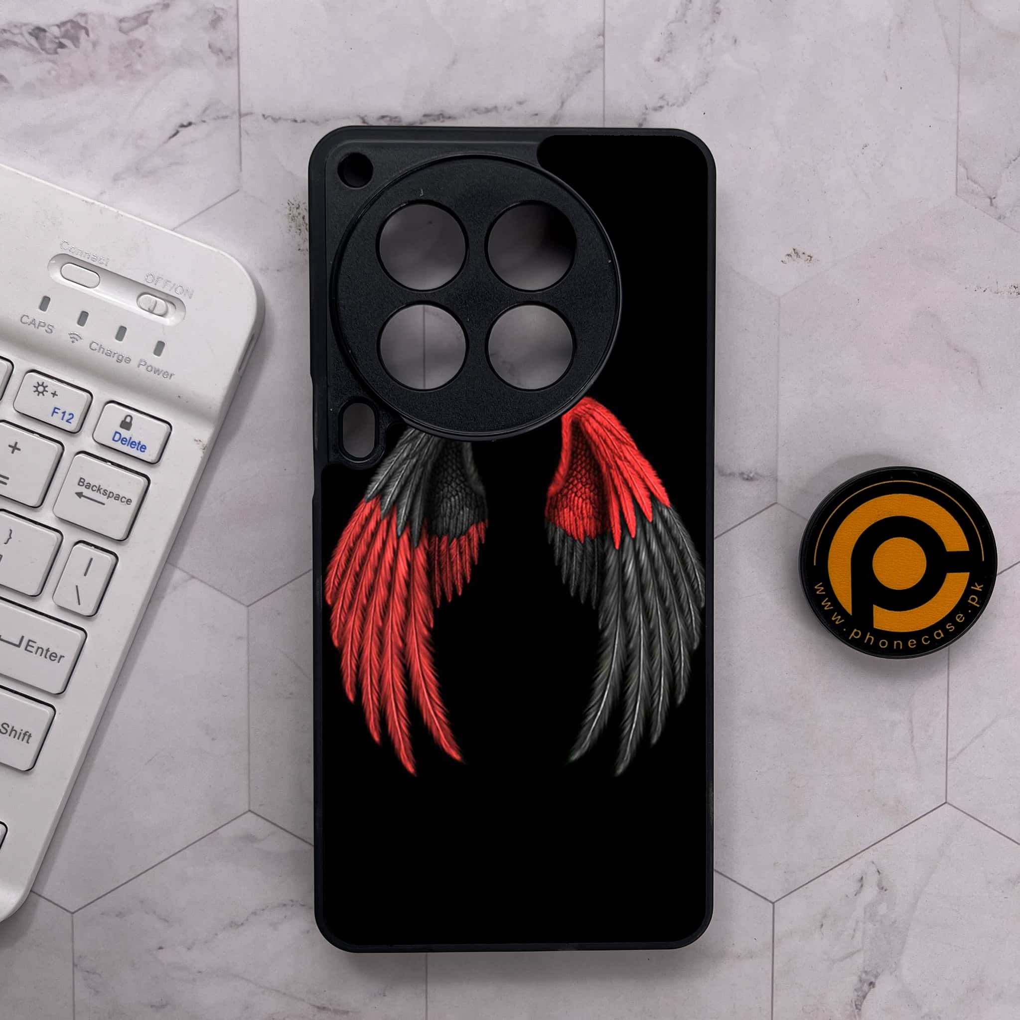 Tecno Camon 30 Premier - Angel Wings Series - Premium Metal Printed soft Bumper shock Proof Case