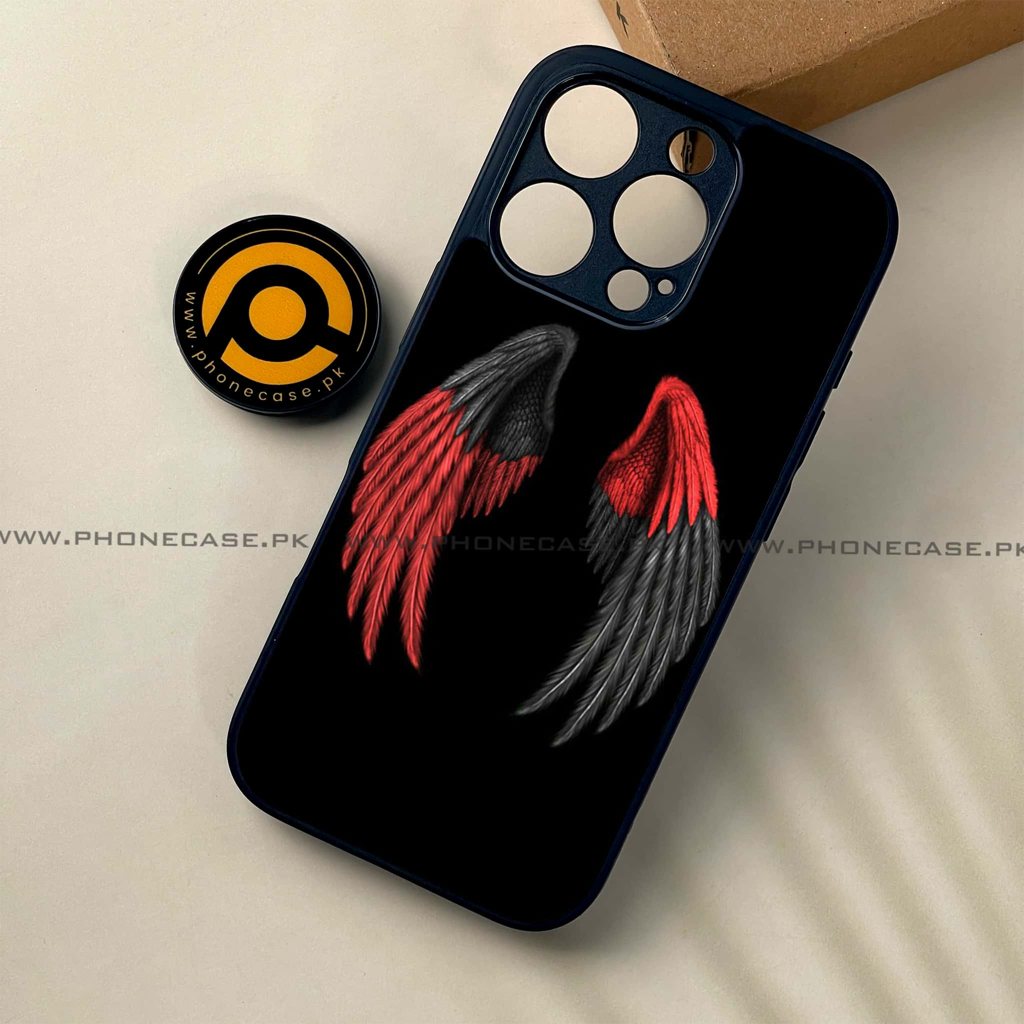 iPhone 16 Pro - Angel Wings Series - Premium Printed Glass soft Bumper shock Proof Case