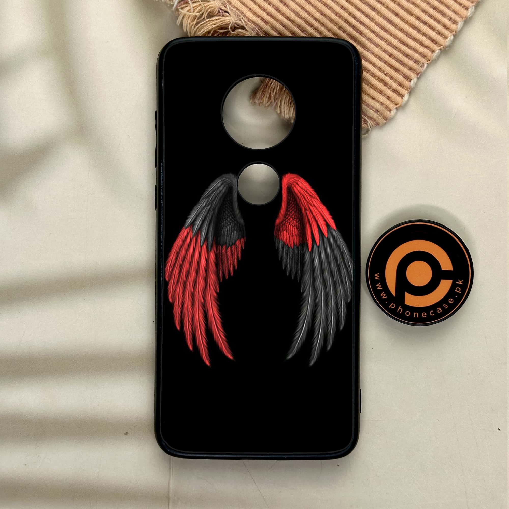 Moto G7 - Angel Wings Series - Premium Printed Glass soft Bumper shock Proof Case