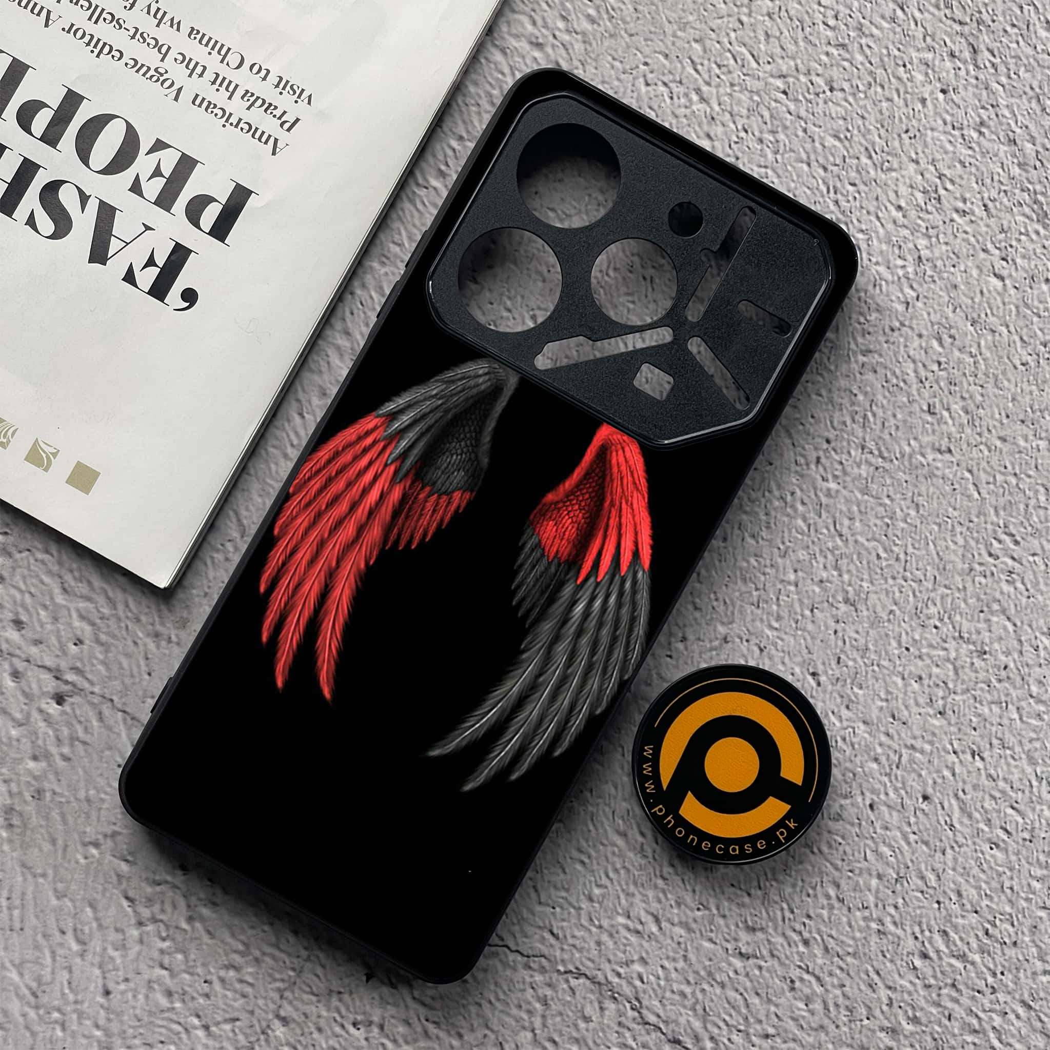 Tecno Pova 6 Neo - Angel Wings Series - Premium Metal  Printed soft Bumper shock Proof Case